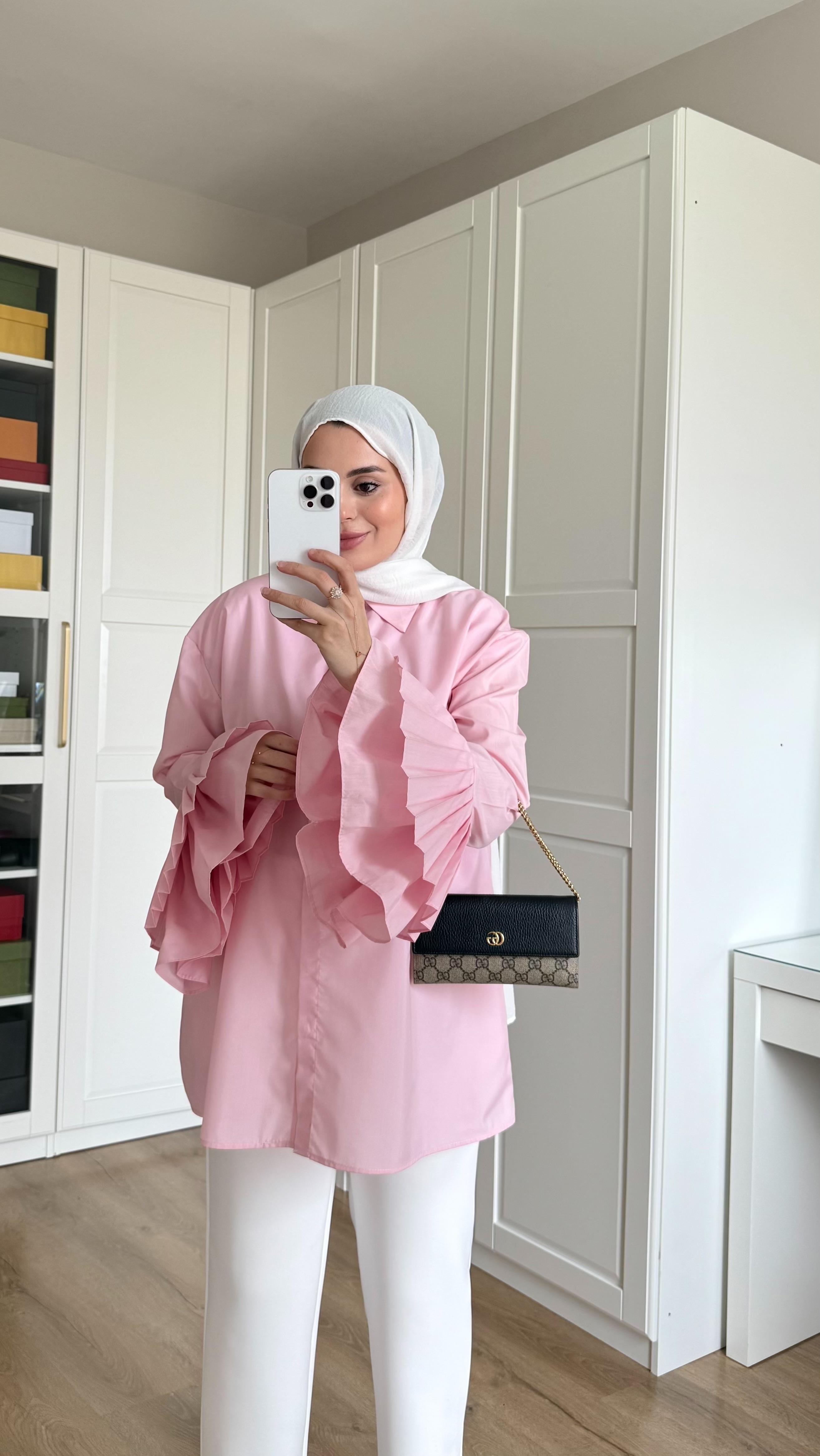 Kolu Piliseli Gömlek Pembe 