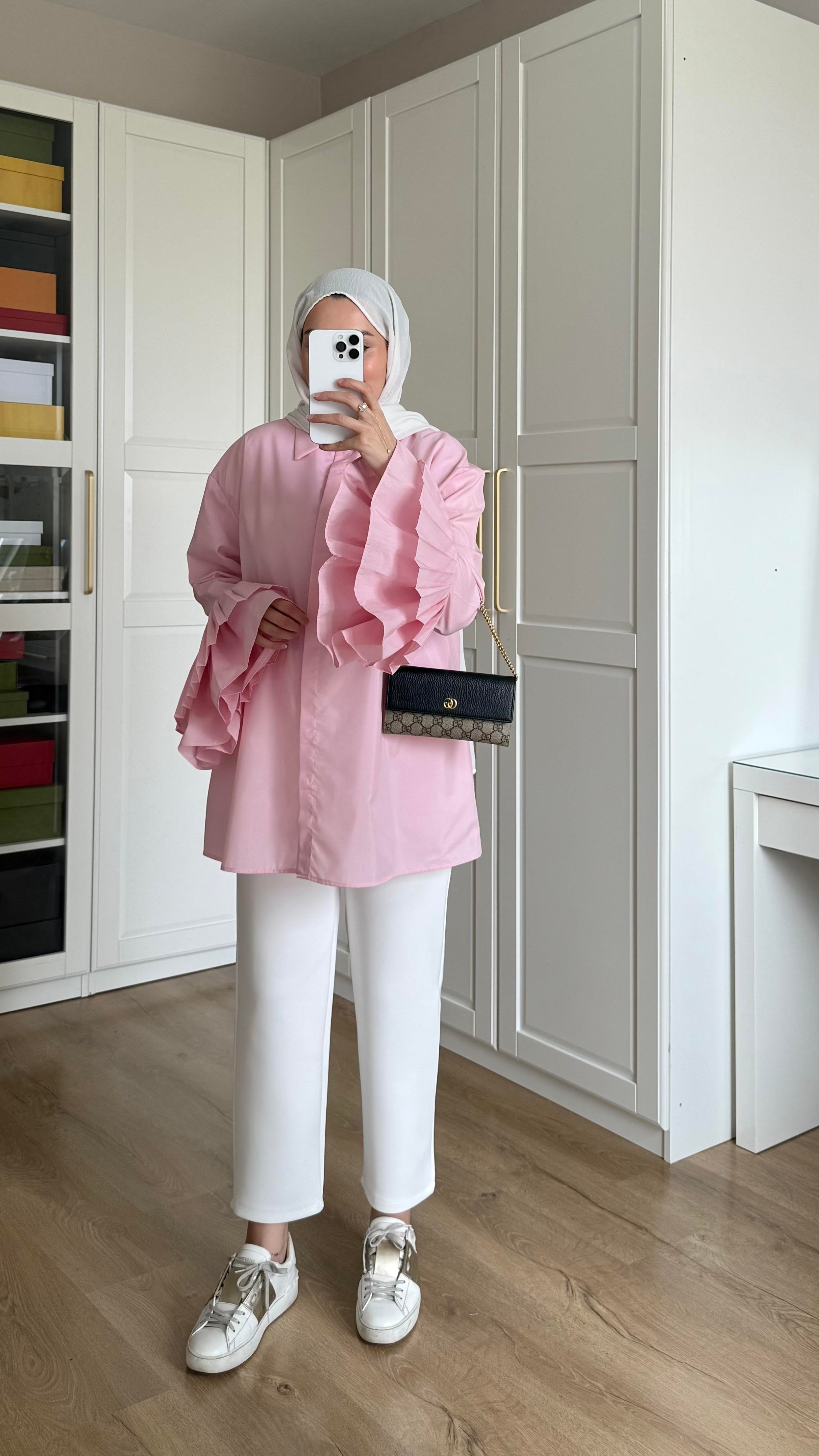 Kolu Piliseli Gömlek Pembe 