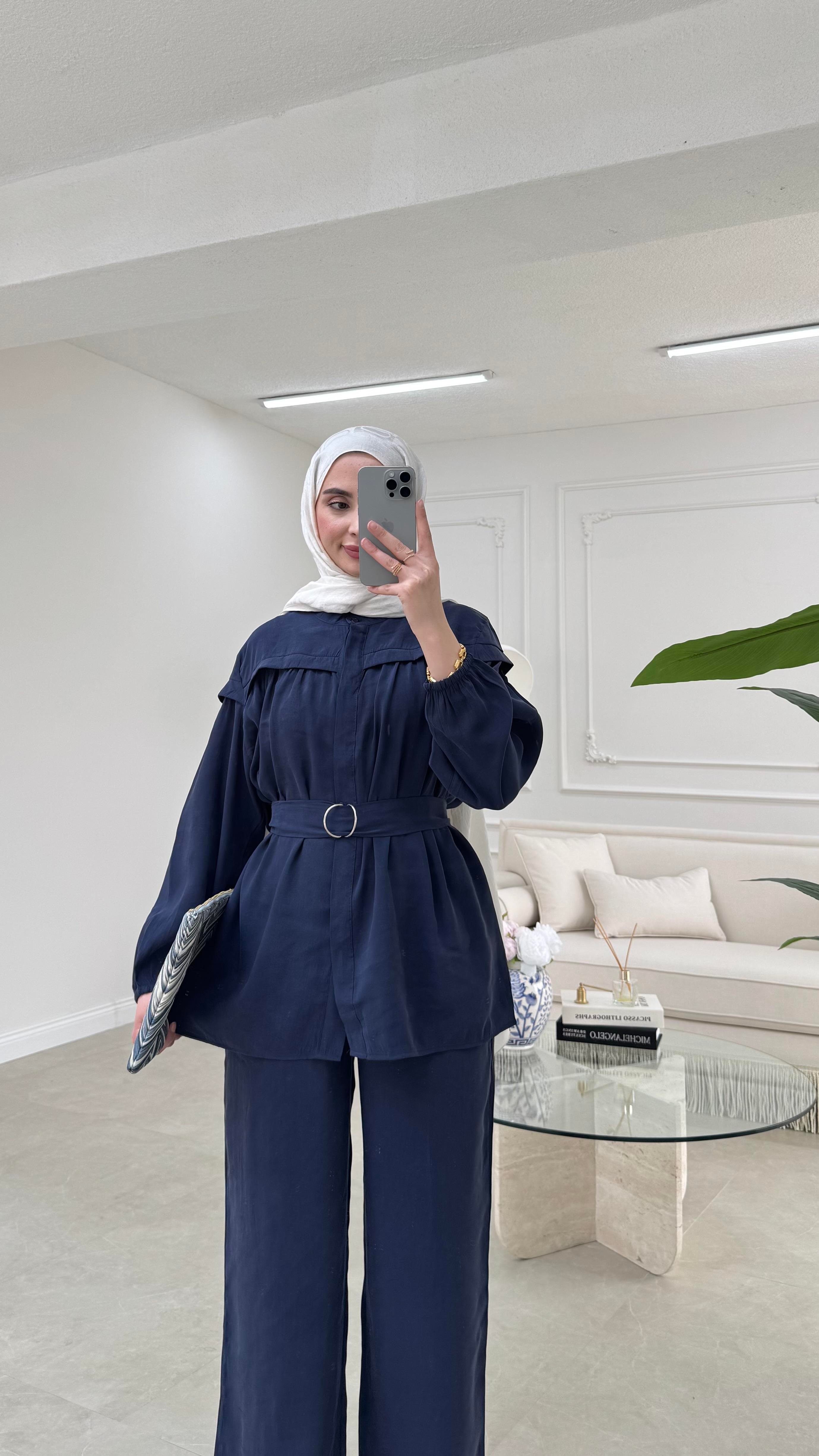 Lavinya Tensel Takım Siyah Lacivert
