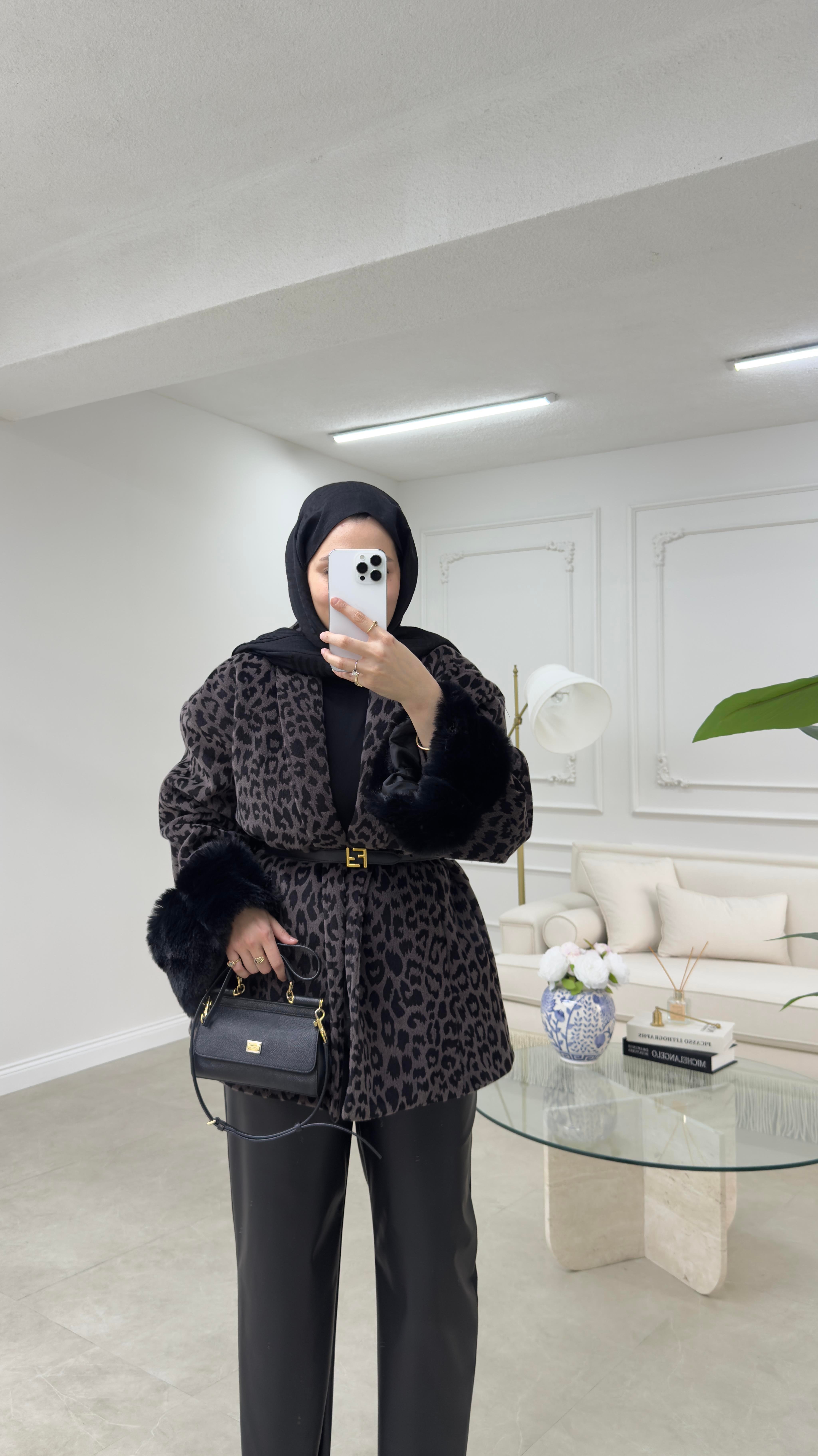 Leopar Desenli Kaşe Acı Kahve