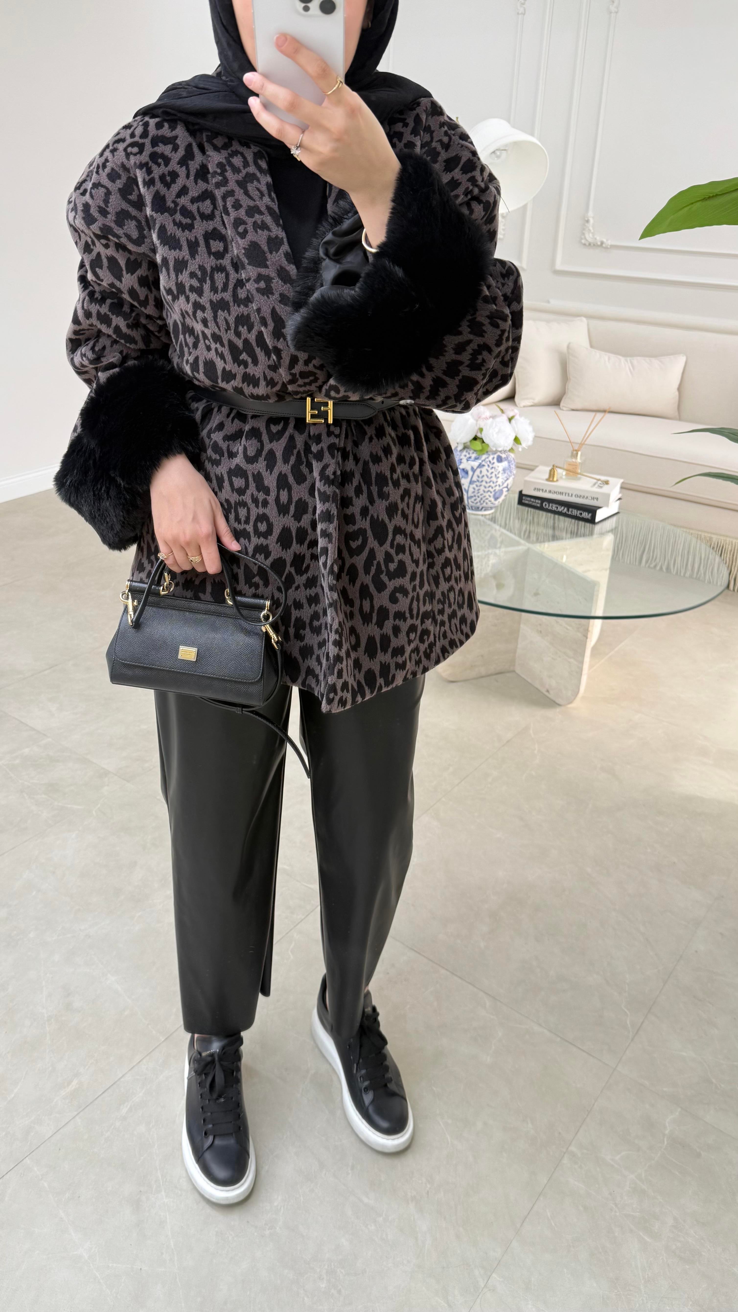 Leopar Desenli Kaşe Acı Kahve