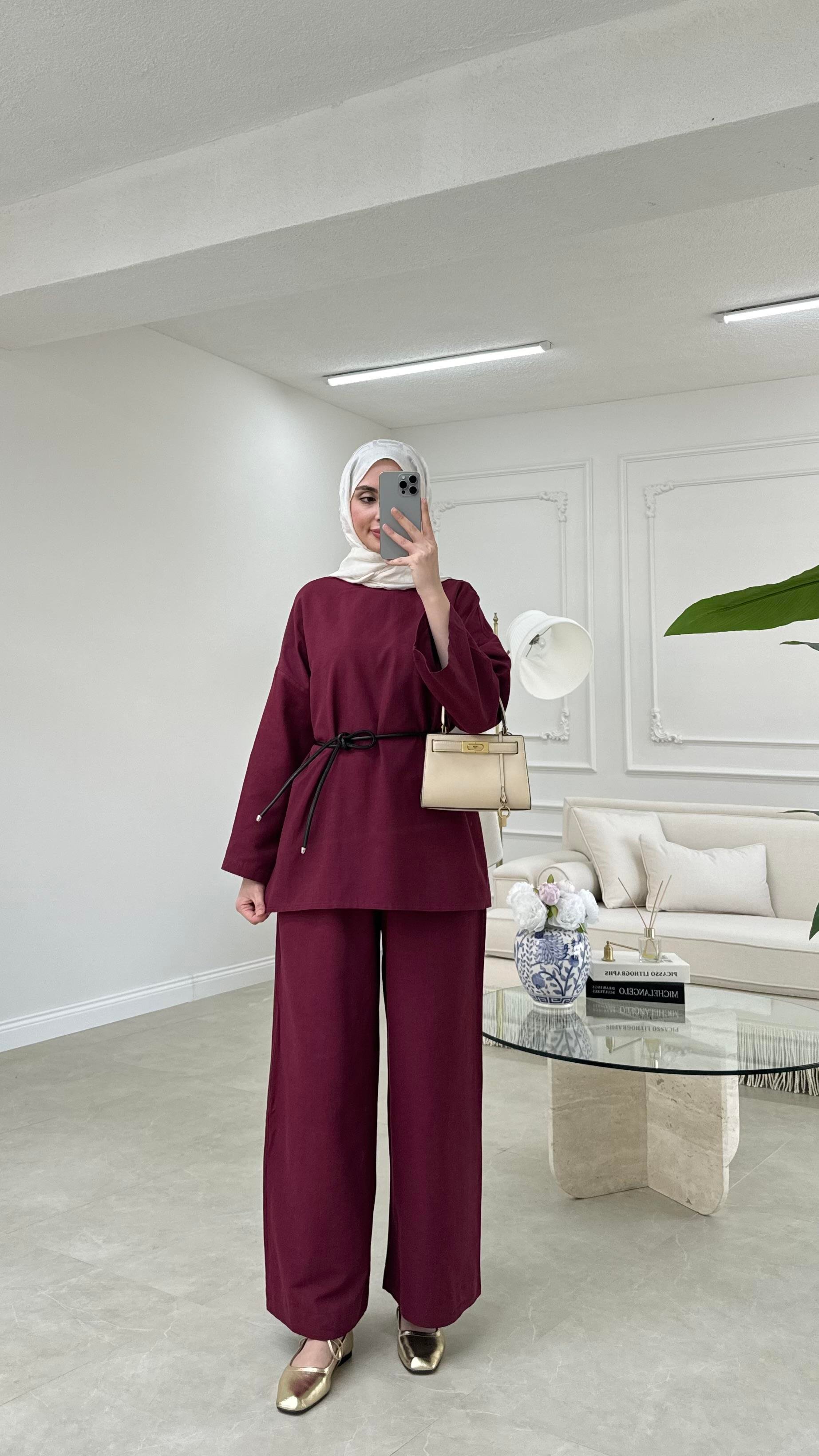 Lily Keten Takım Bordo