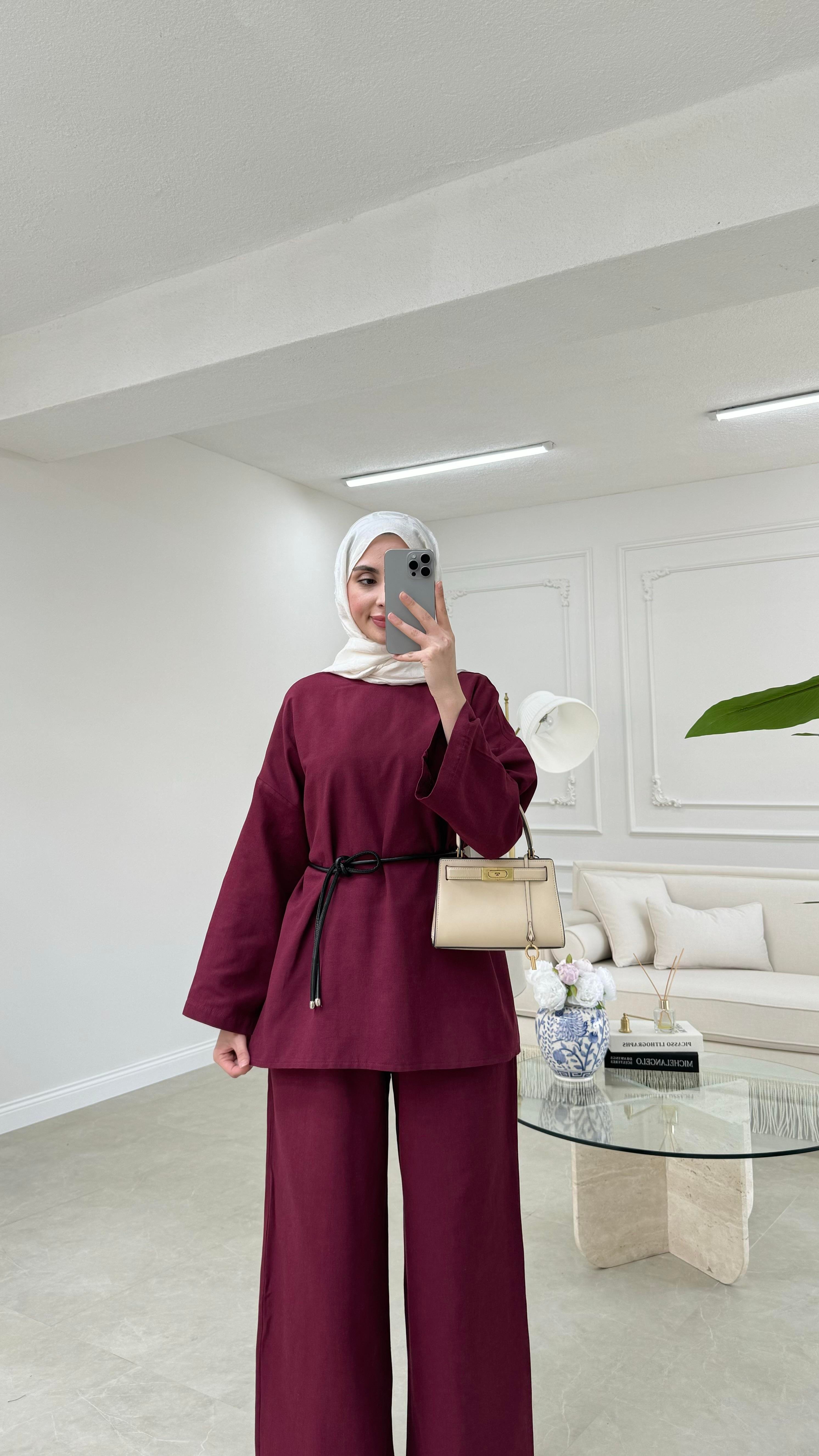 Lily Keten Takım Bordo