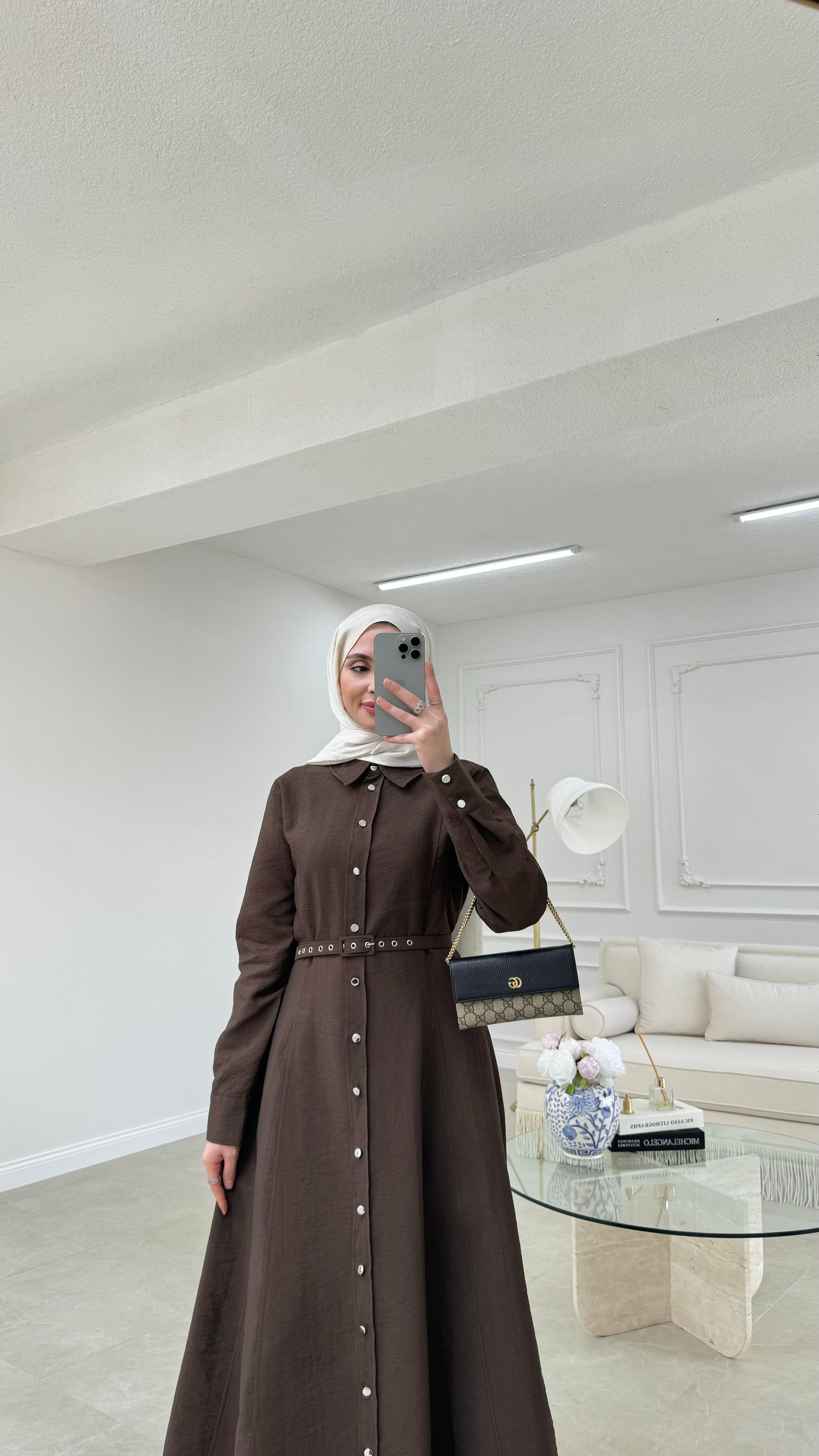 Mila Gömlek Elbise Acı Kahve 