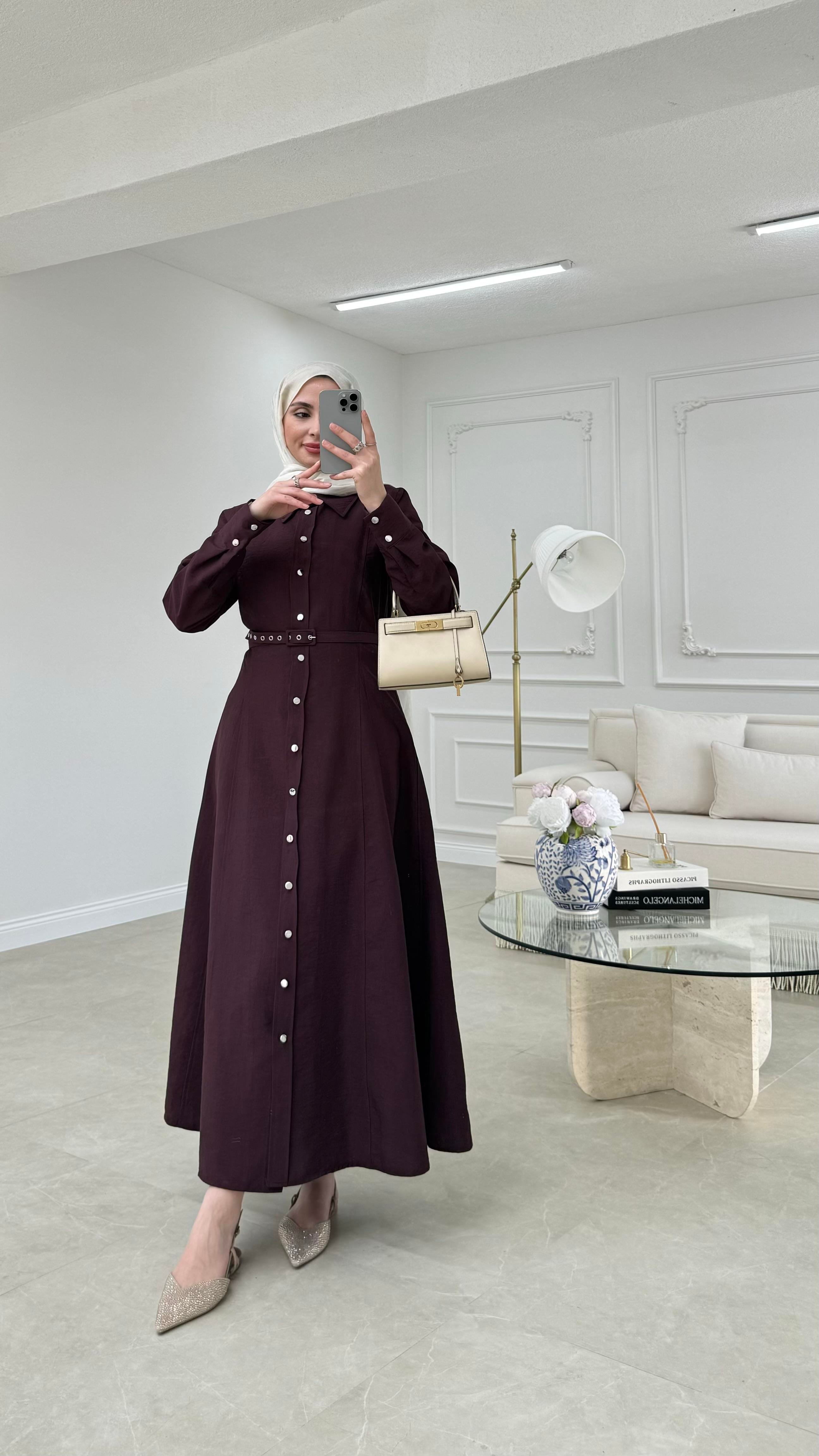 Mila Gömlek Elbise Mürdüm 