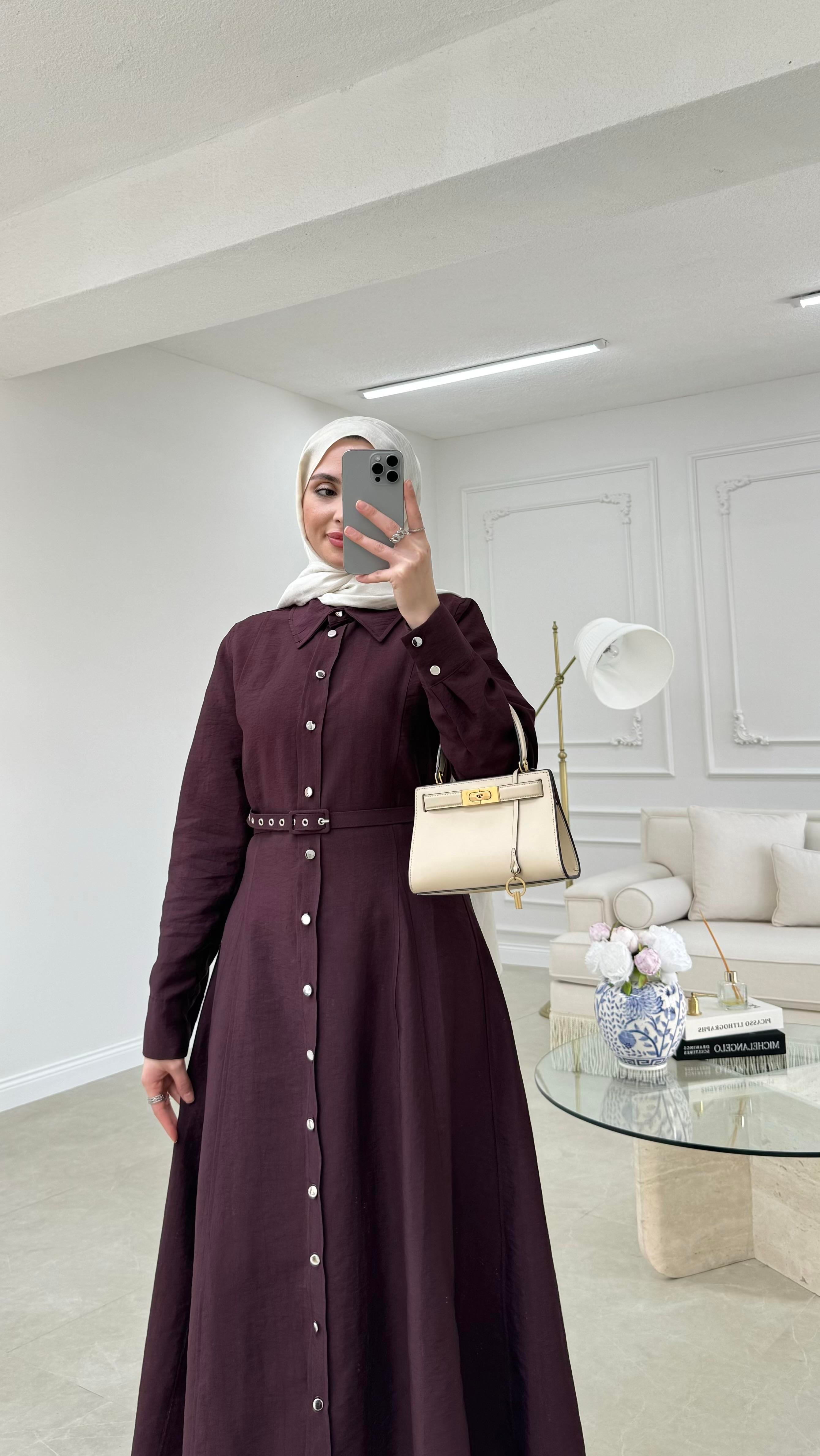 Mila Gömlek Elbise Mürdüm 