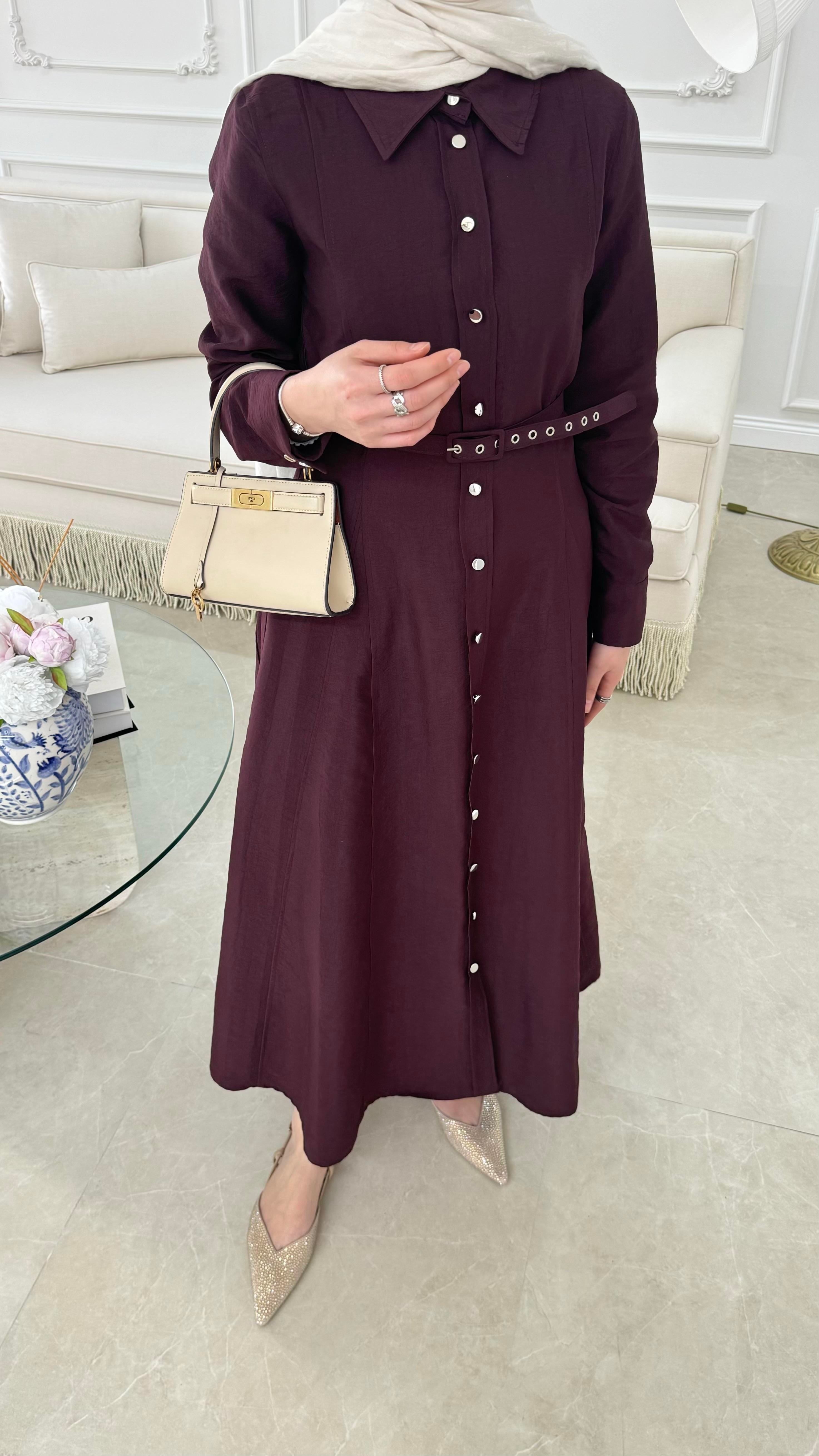 Mila Gömlek Elbise Mürdüm 