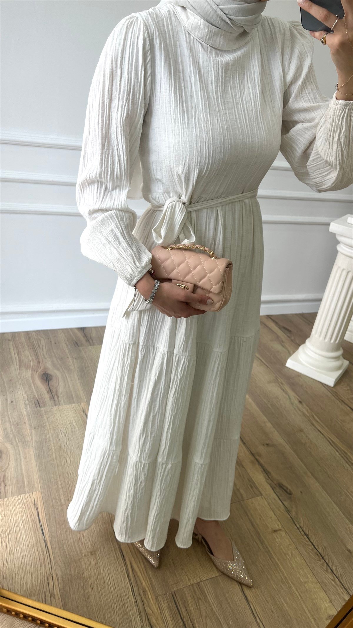 Müslin Elbise - Beyaz