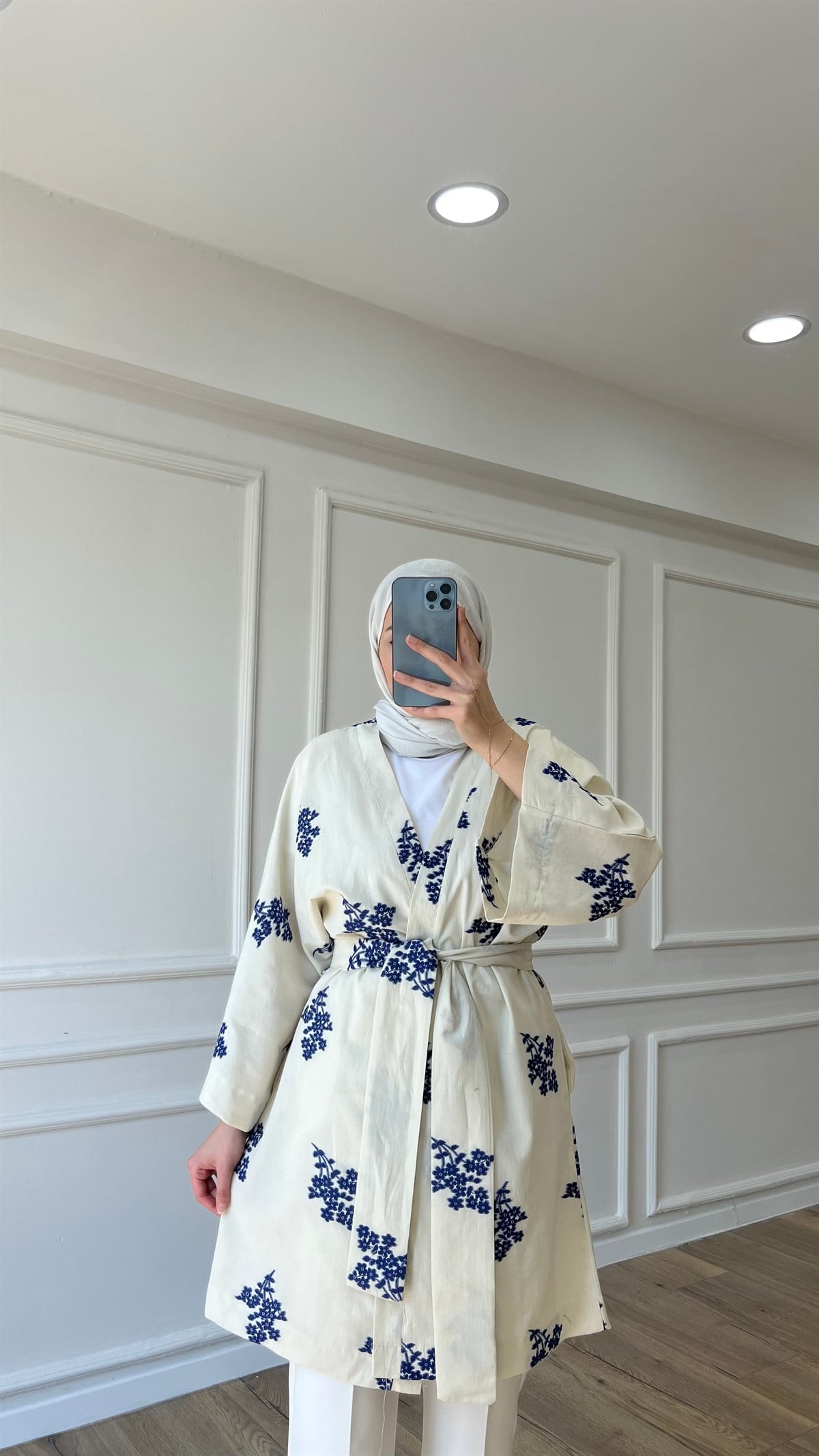 Nakışlı Kimono - Mavi