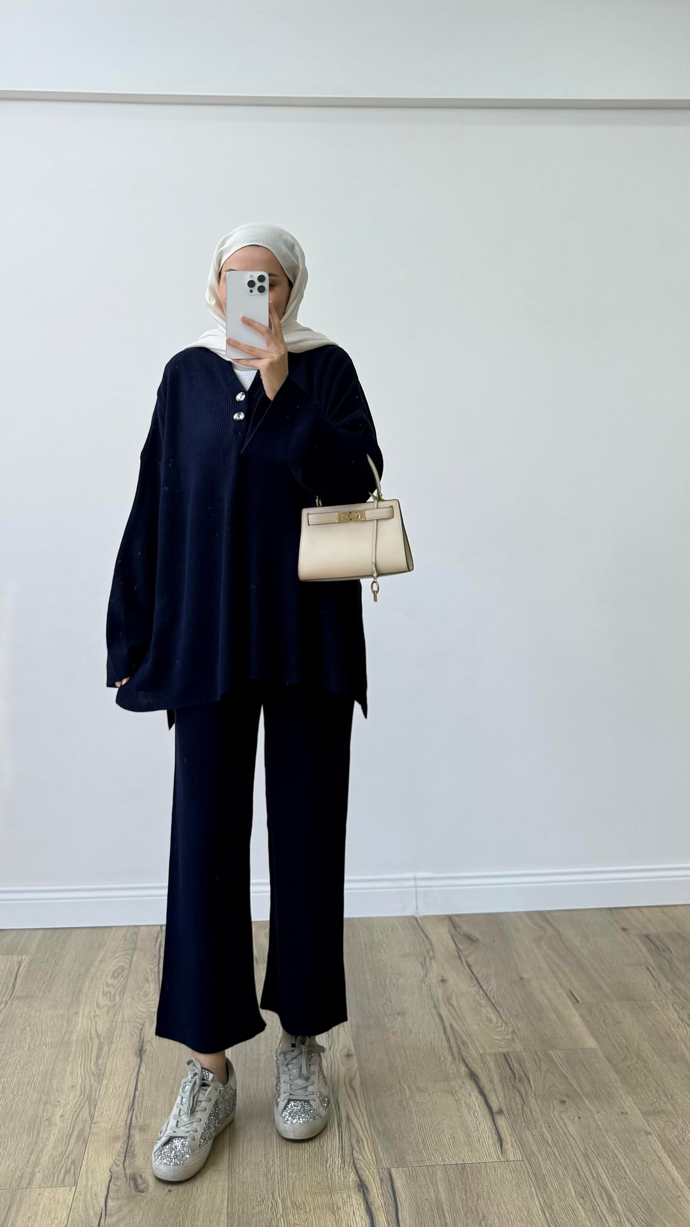 Oversize Triko Takım Lacivert