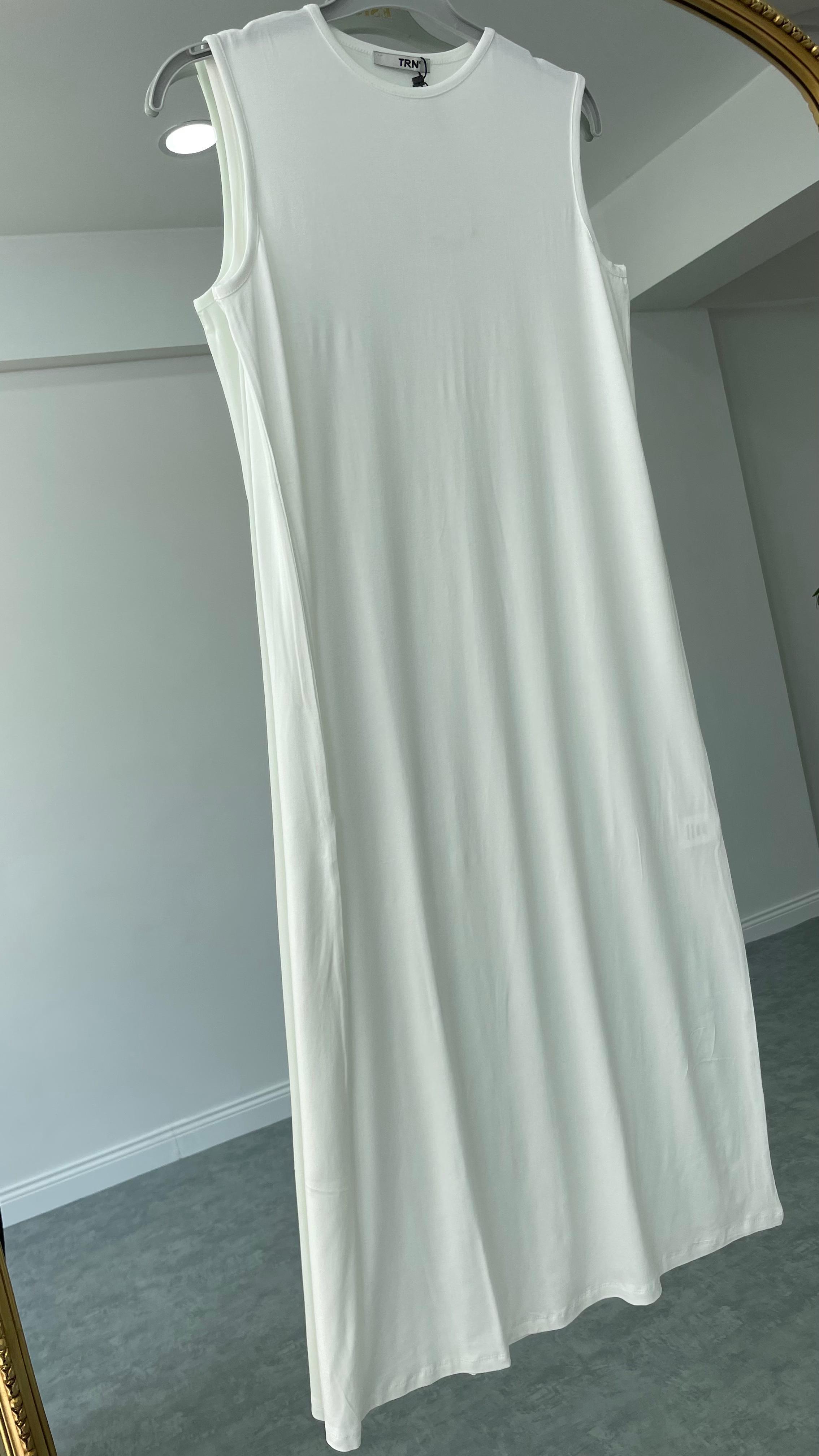 Pamuklu İçlik Elbise Beyaz