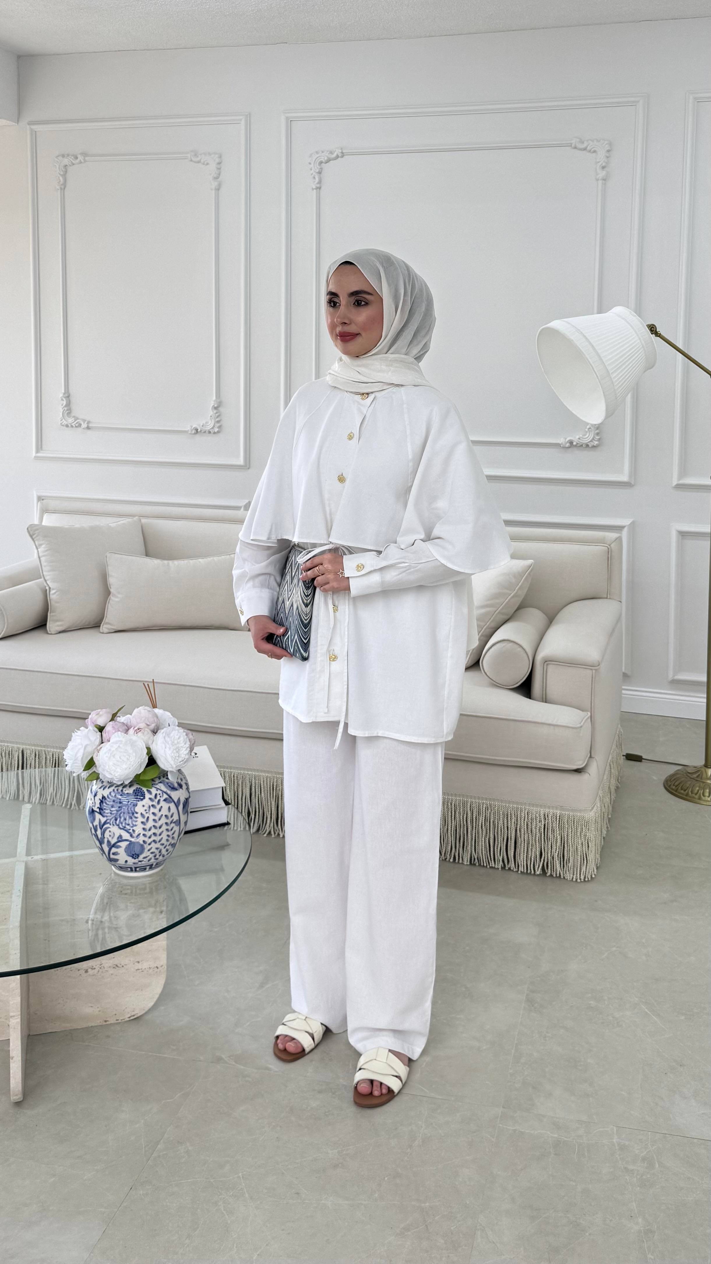 Pelerinli Serena Takım Beyaz