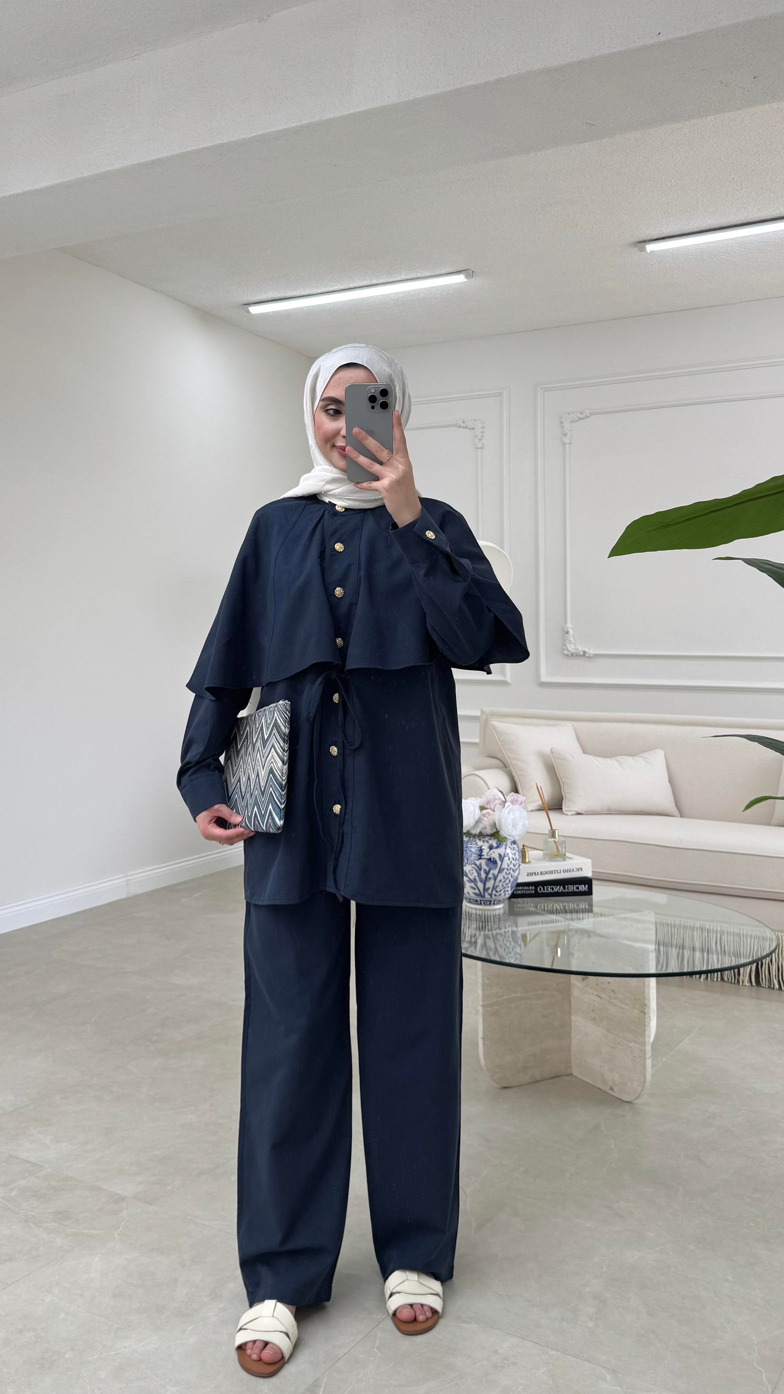 Pelerinli Serena Takım Lacivert