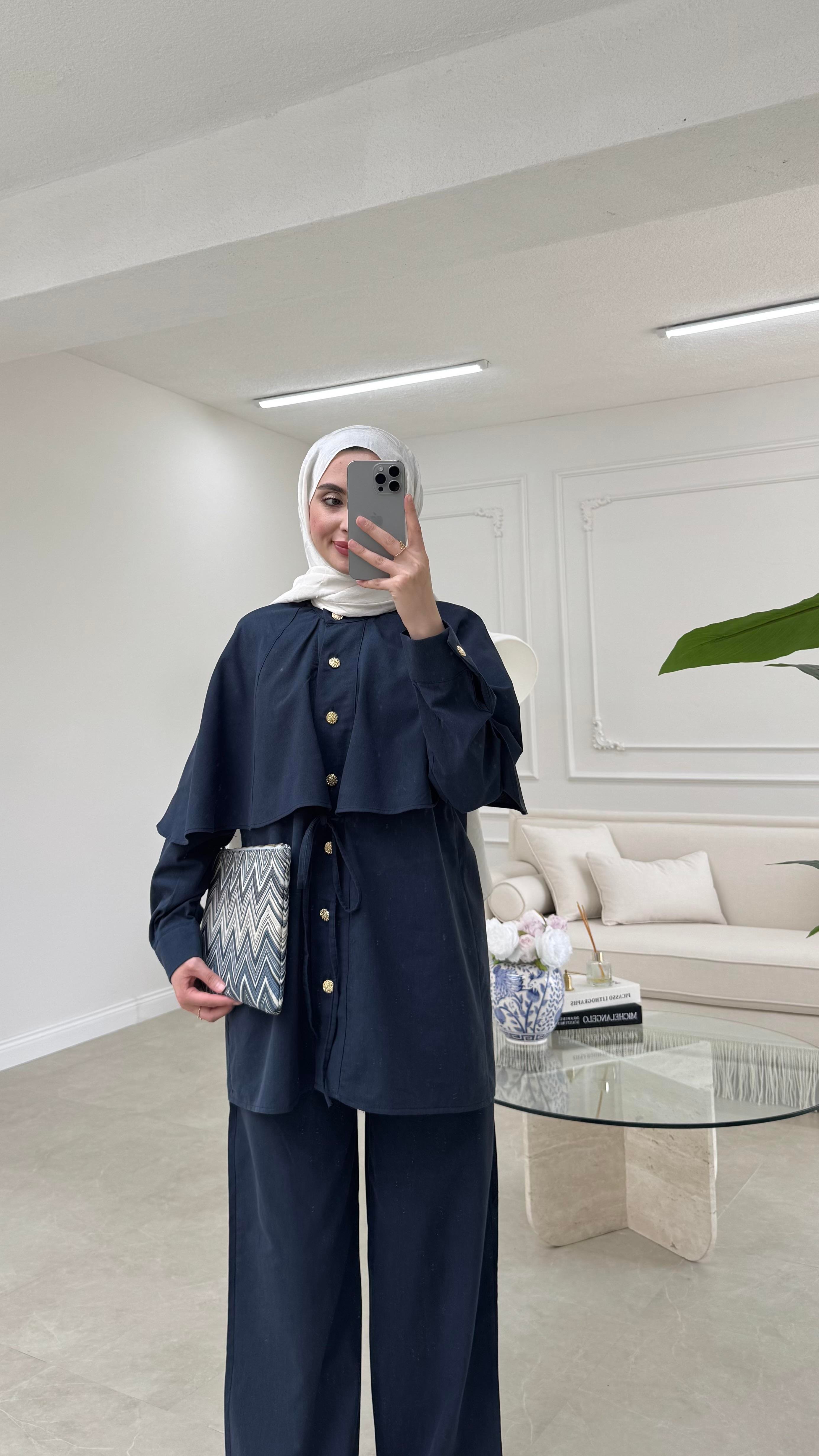 Pelerinli Serena Takım Lacivert