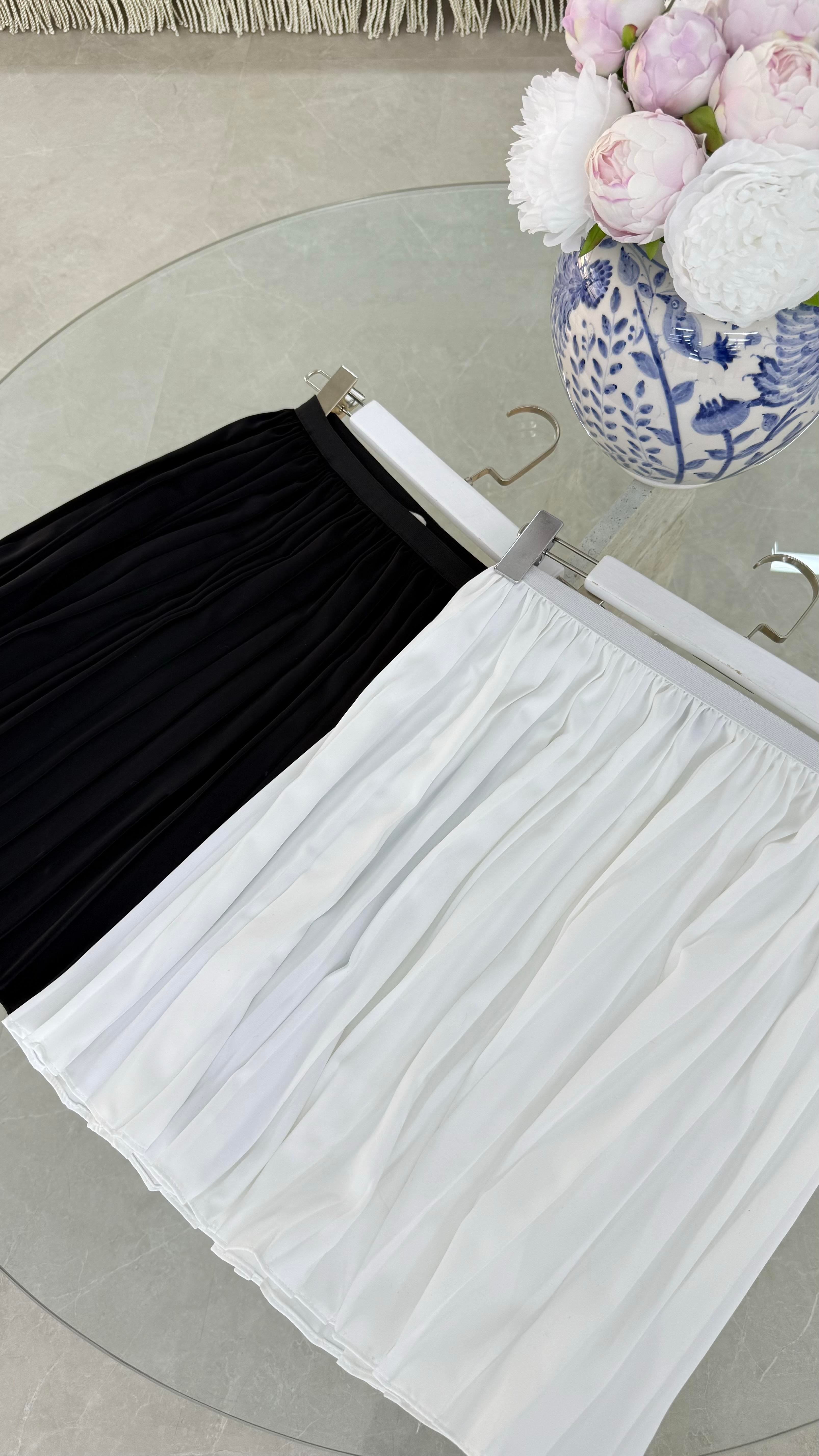 Piliseli Etek İçlik Siyah