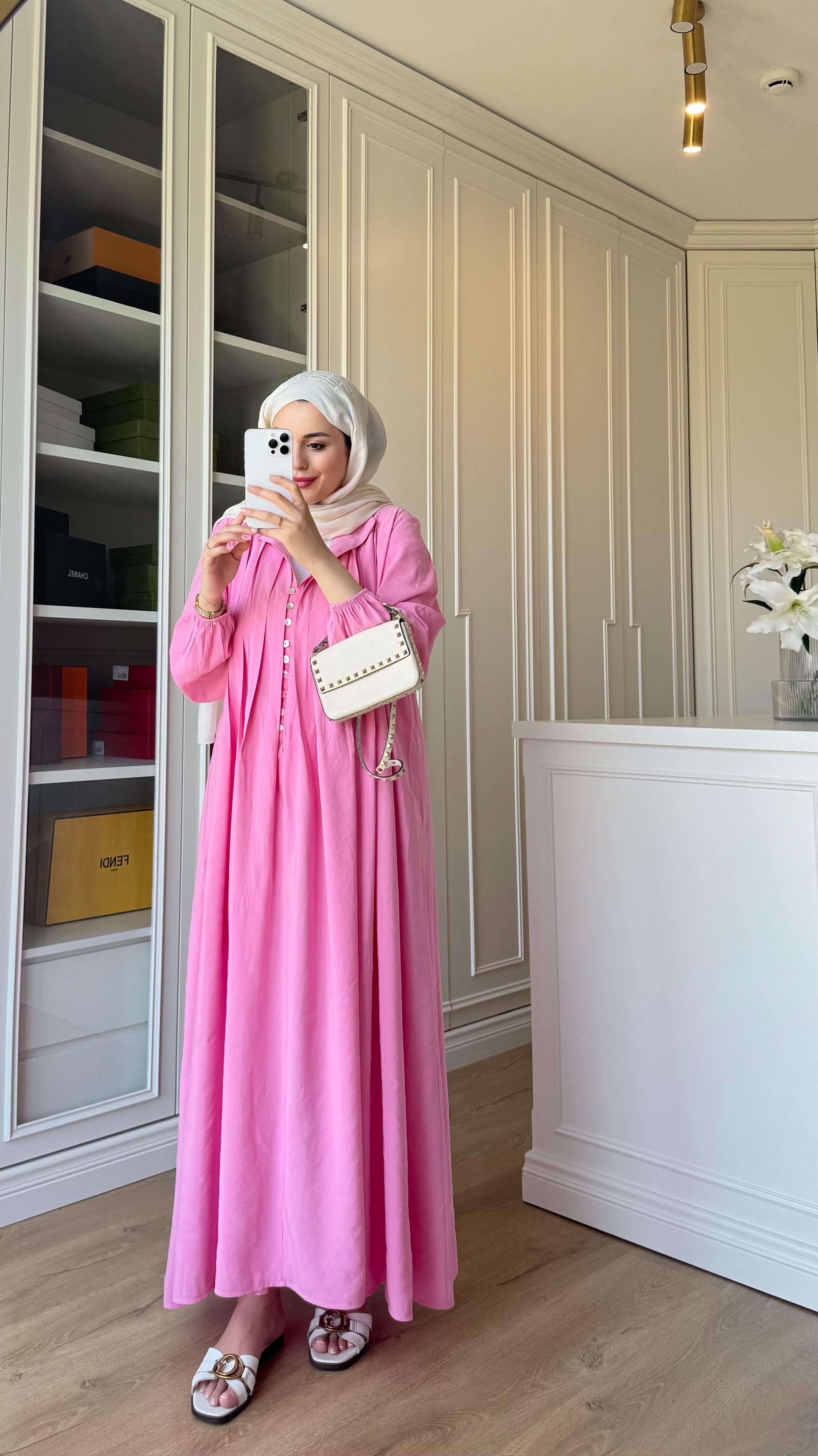 Premium Nervüllü Elbise Pembe