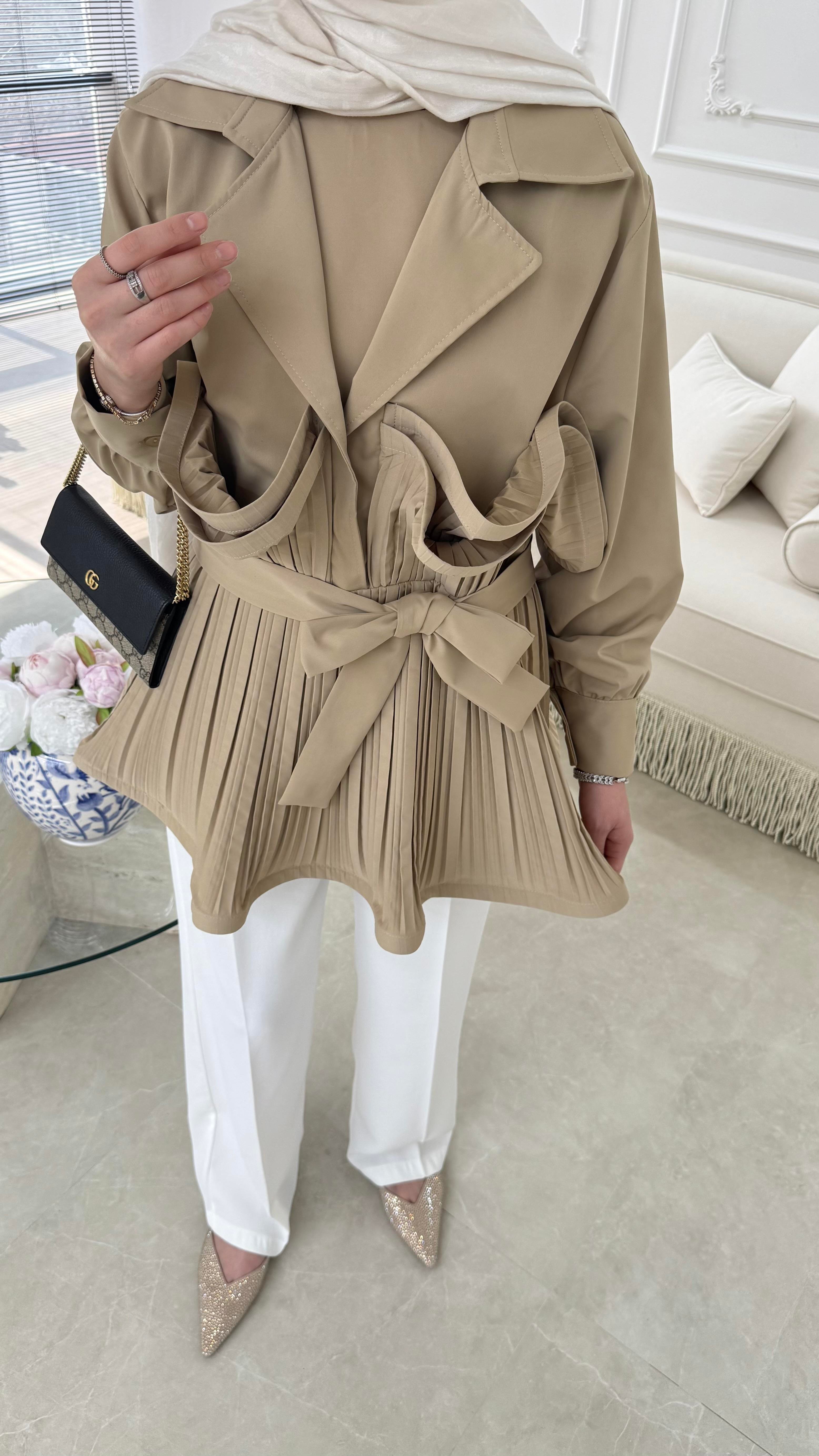 Premium Piliseli Ceket Camel