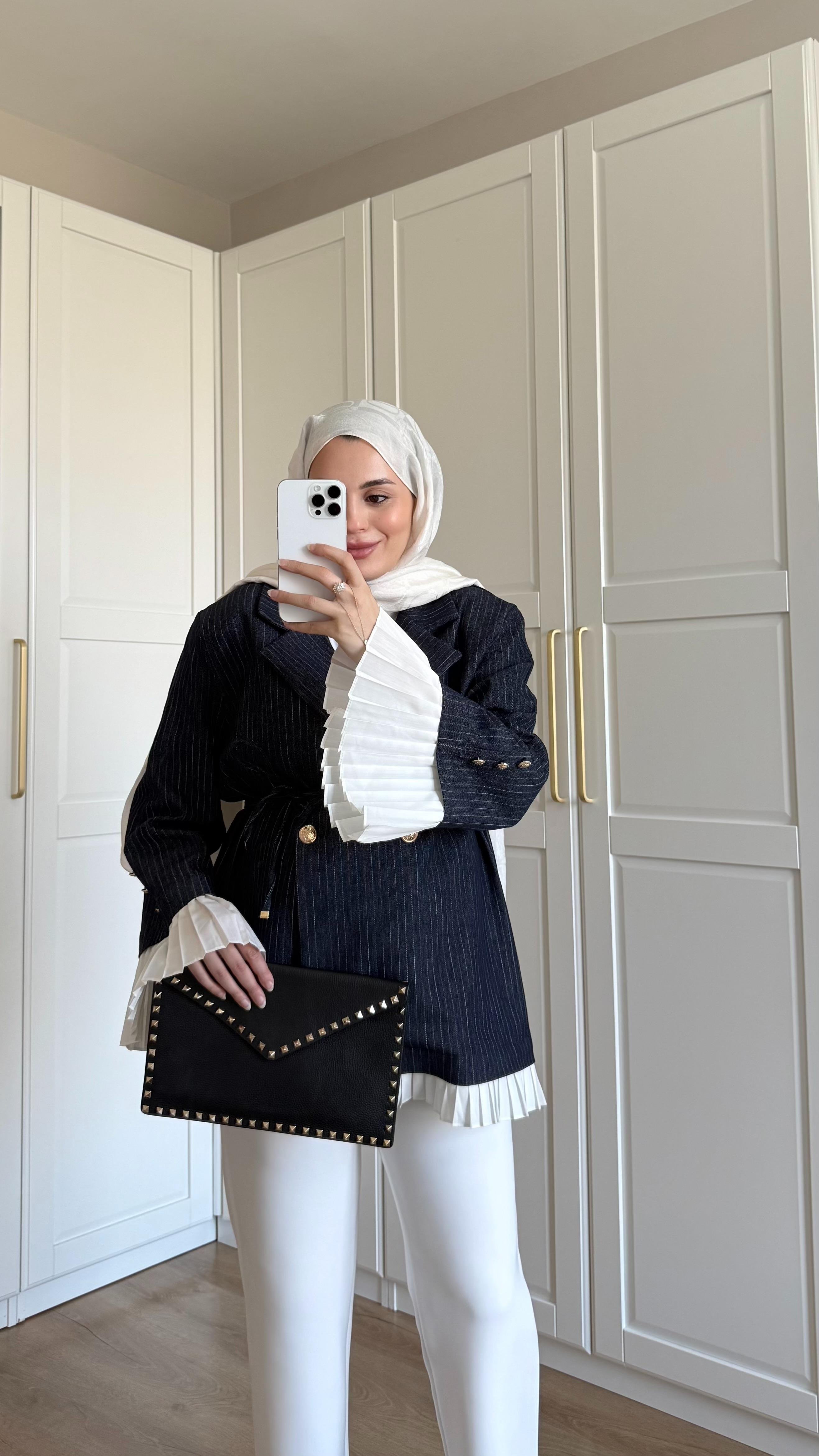 Premium Piliseli Ceket Lacivert