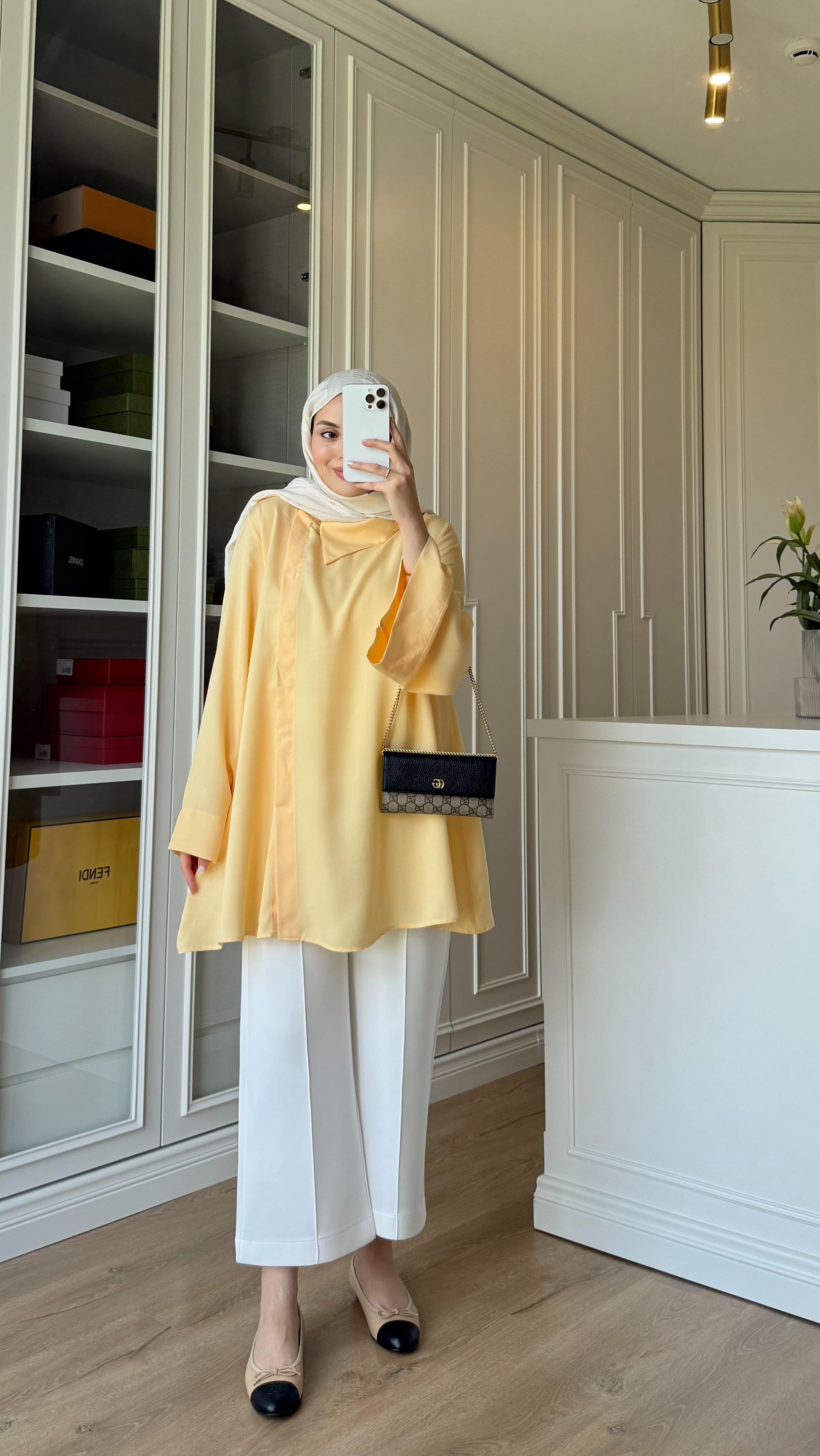 Premium Tensel Gömlek Sarı