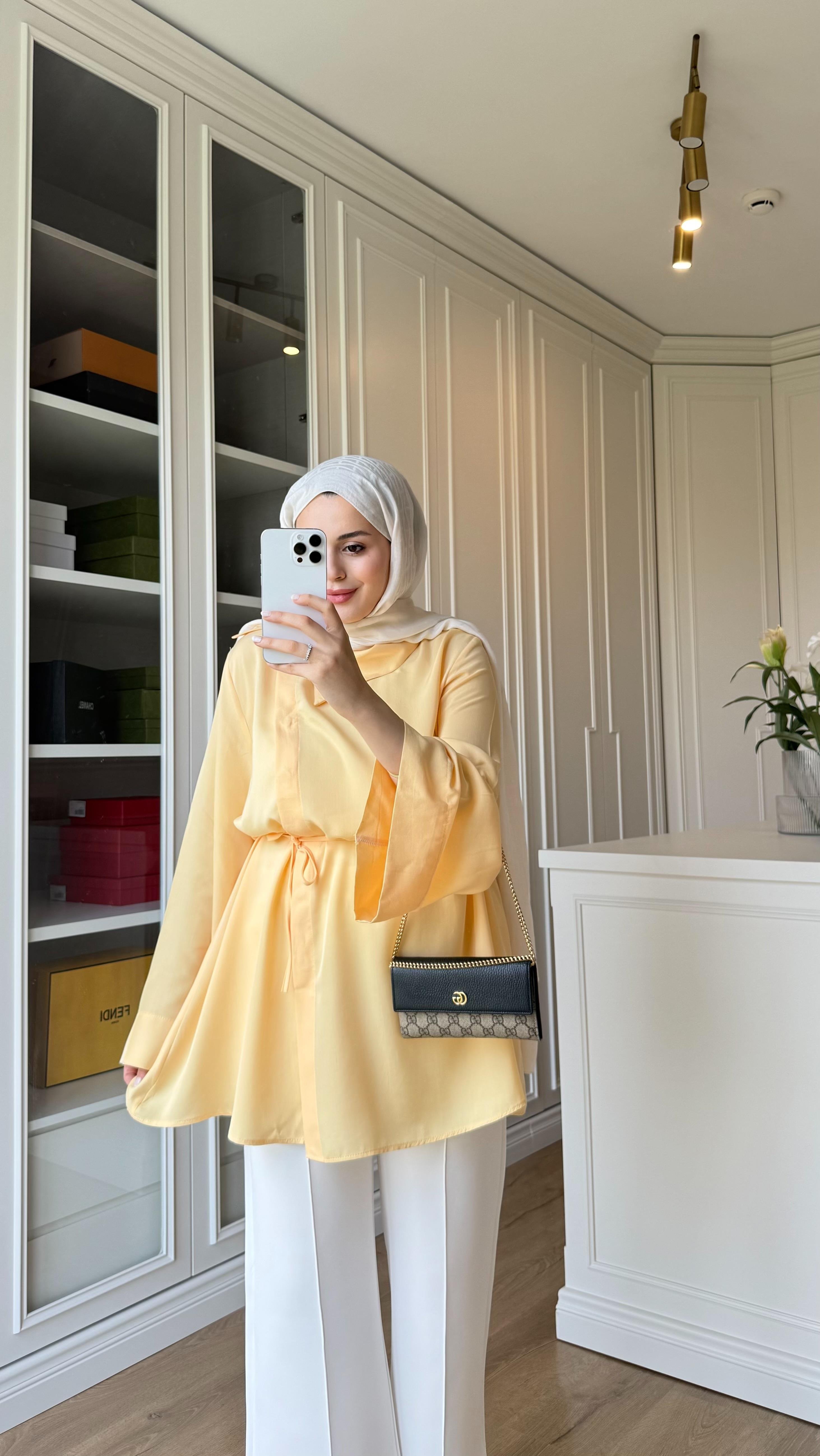 Premium Tensel Gömlek Sarı