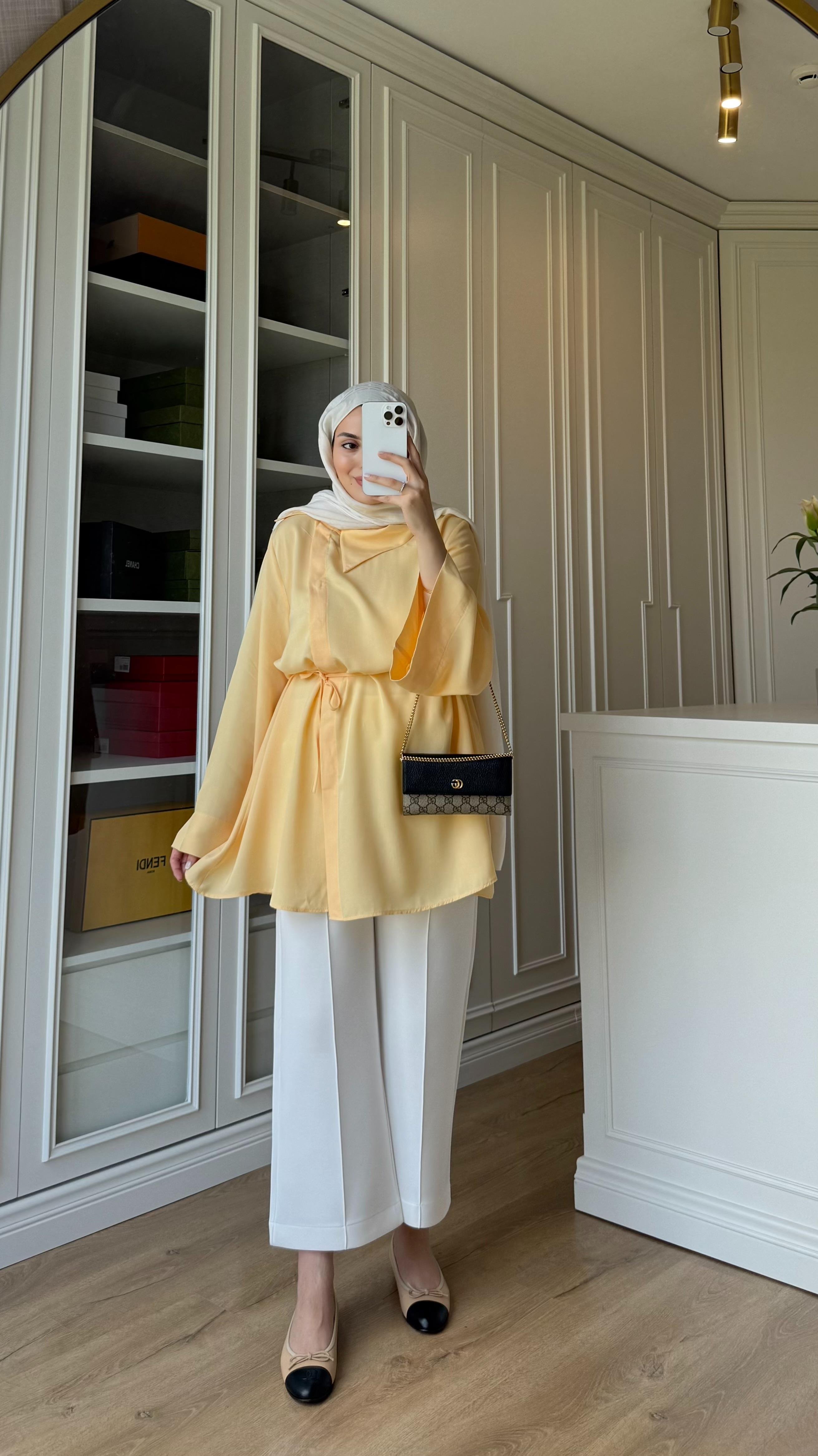 Premium Tensel Gömlek Sarı