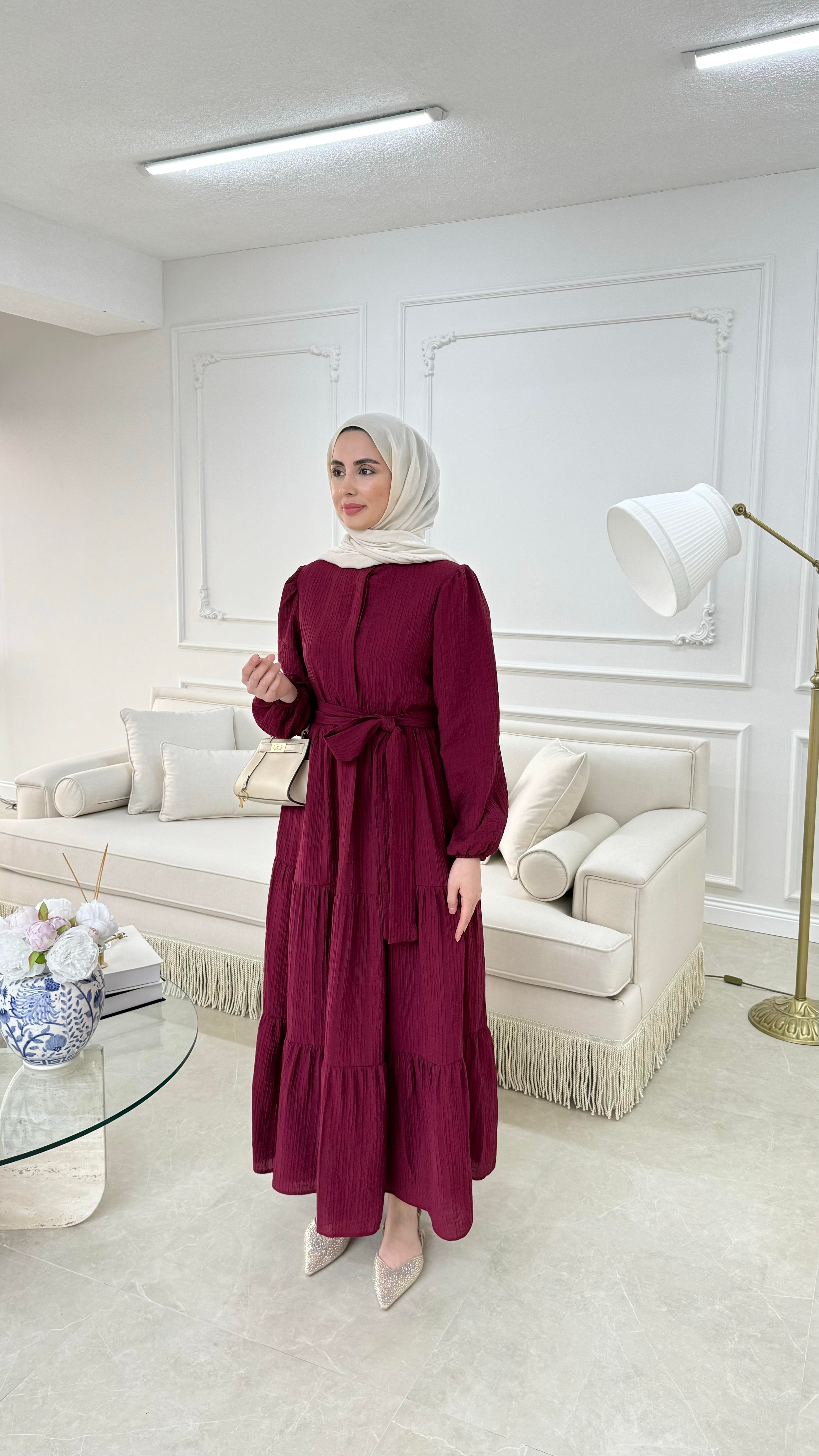 Pure Kat Elbise Bordo