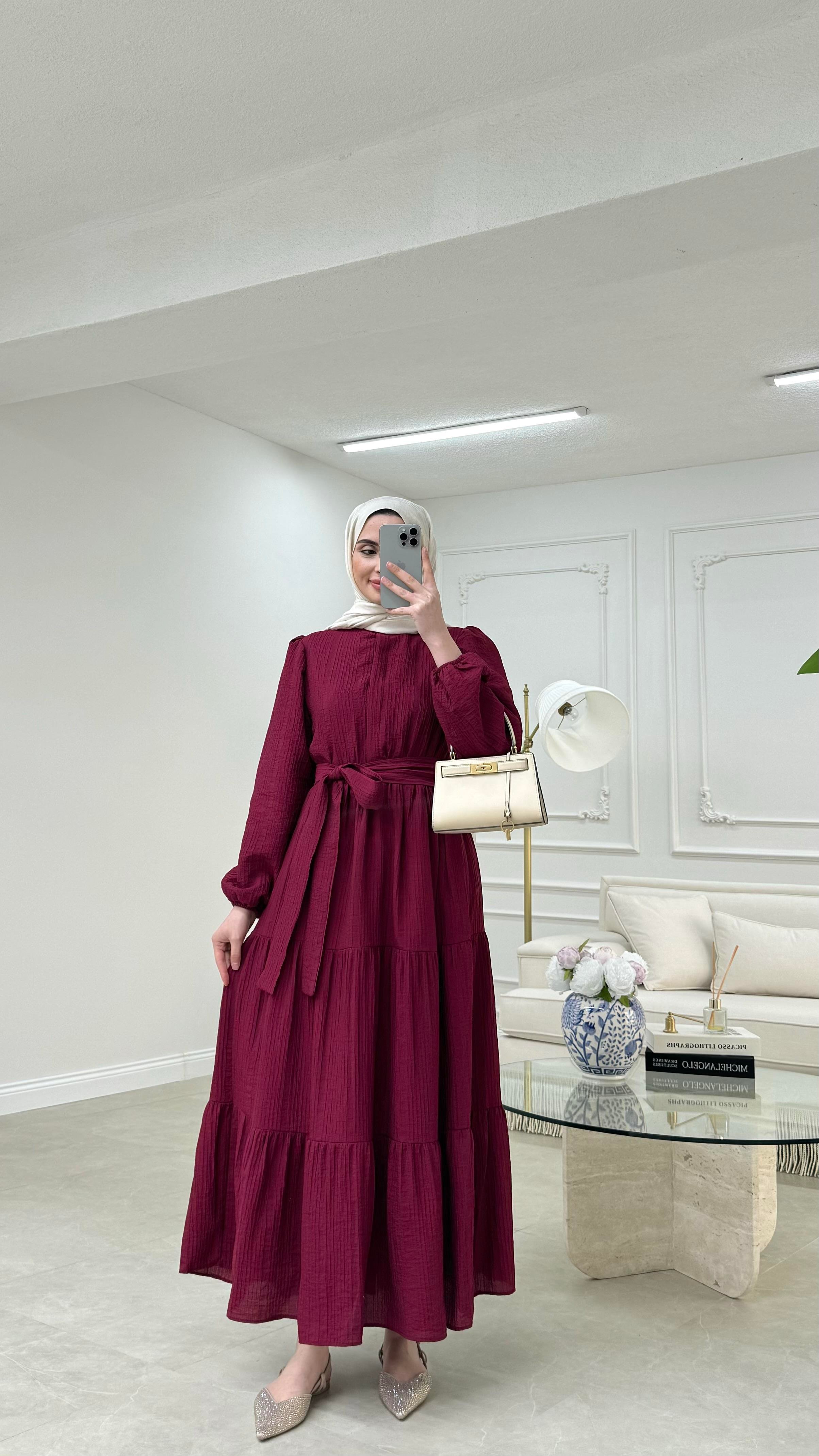 Pure Kat Elbise Bordo