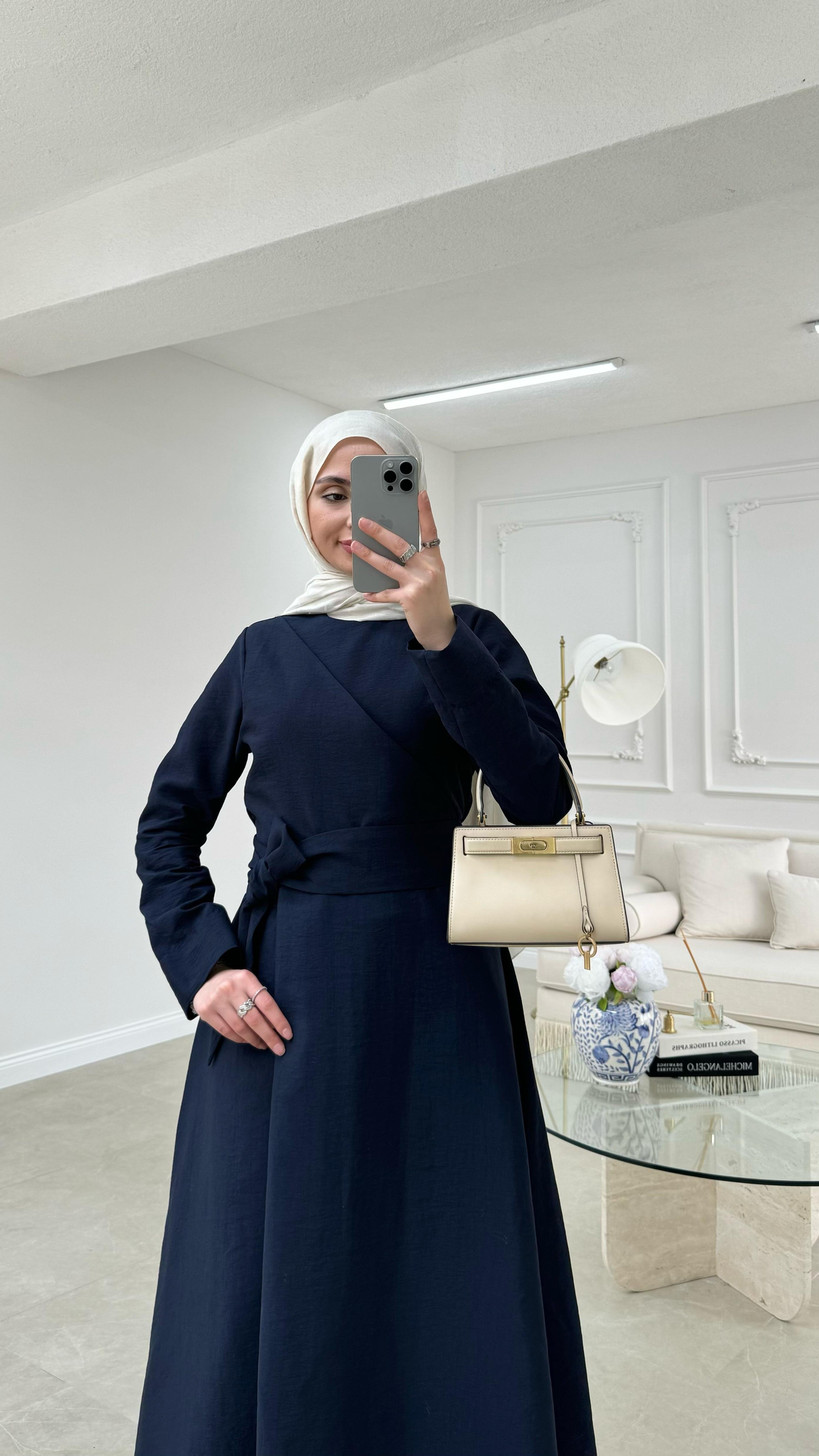 Qupra Bağlamalı Elbise Lacivert 