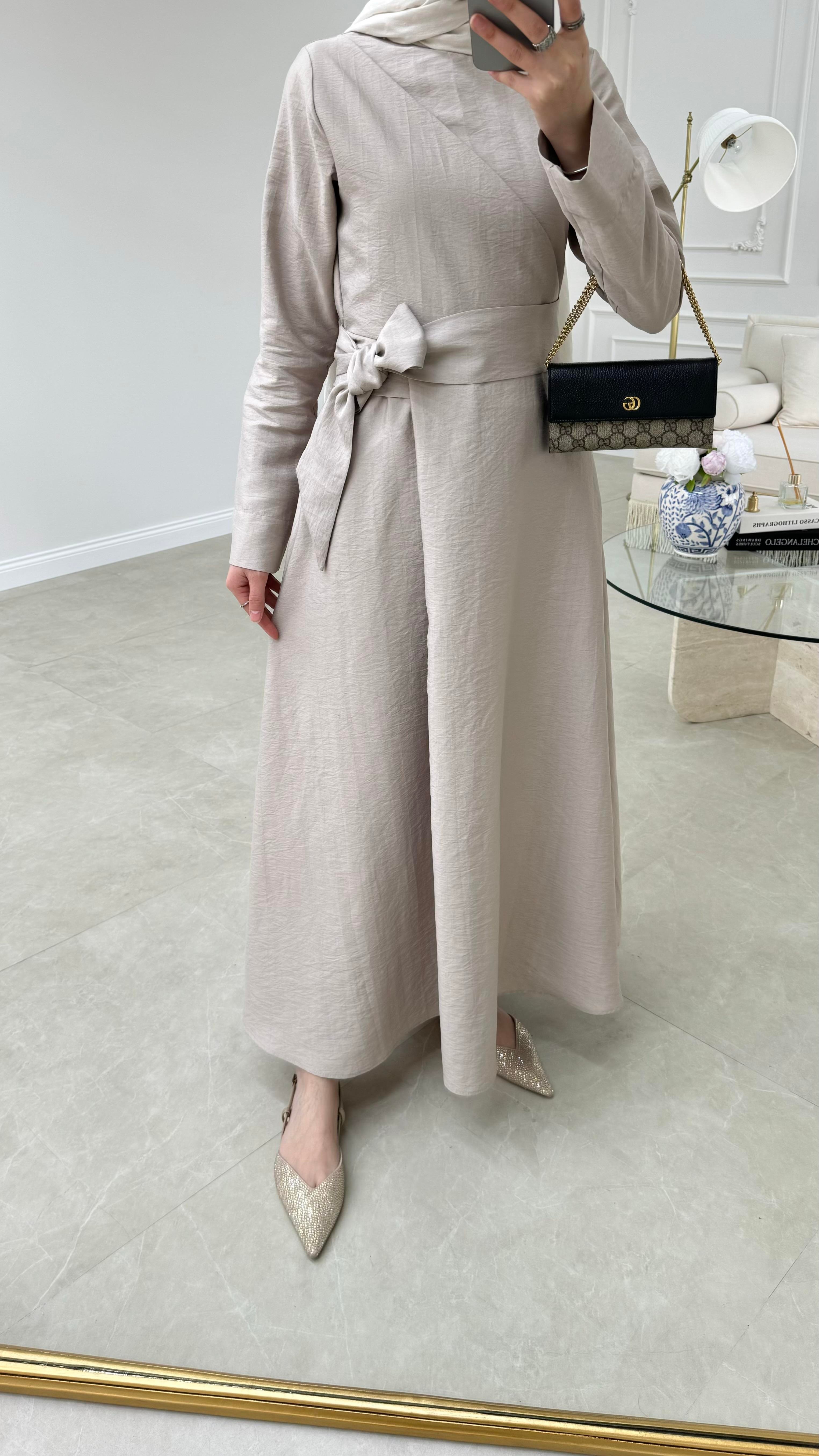 Qupra Bağlamalı Elbise Taş