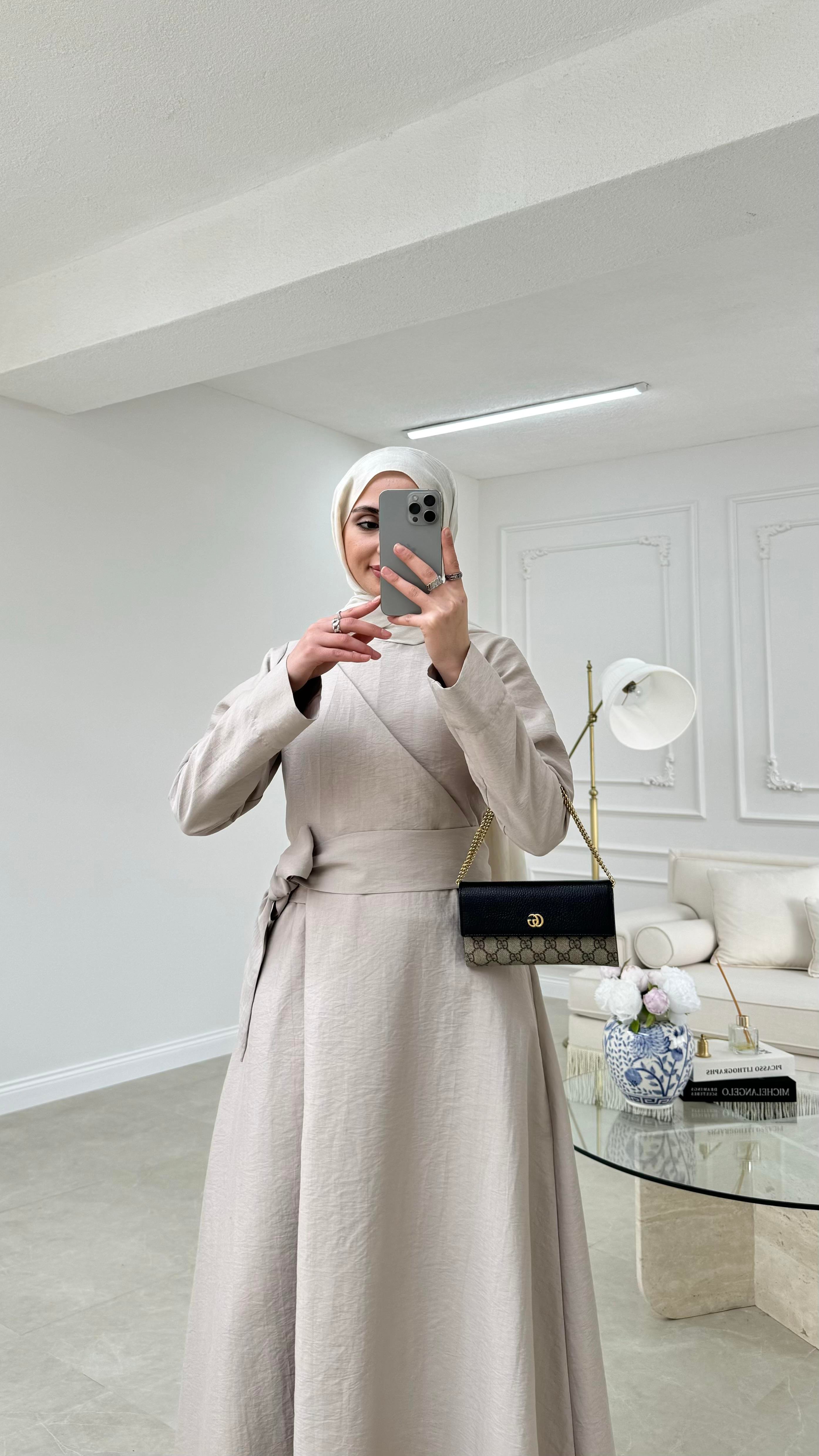 Qupra Bağlamalı Elbise Taş