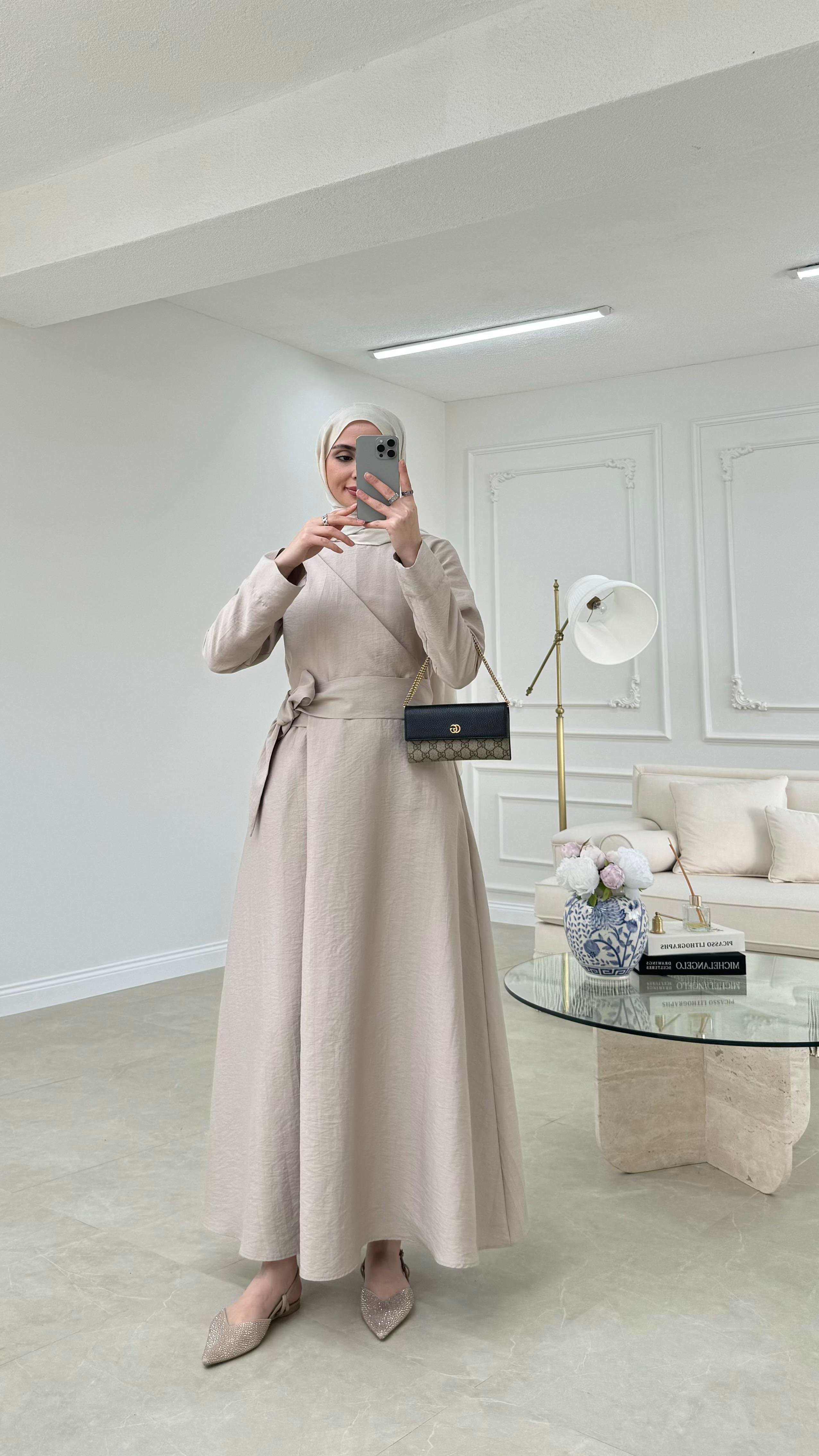 Qupra Bağlamalı Elbise Taş