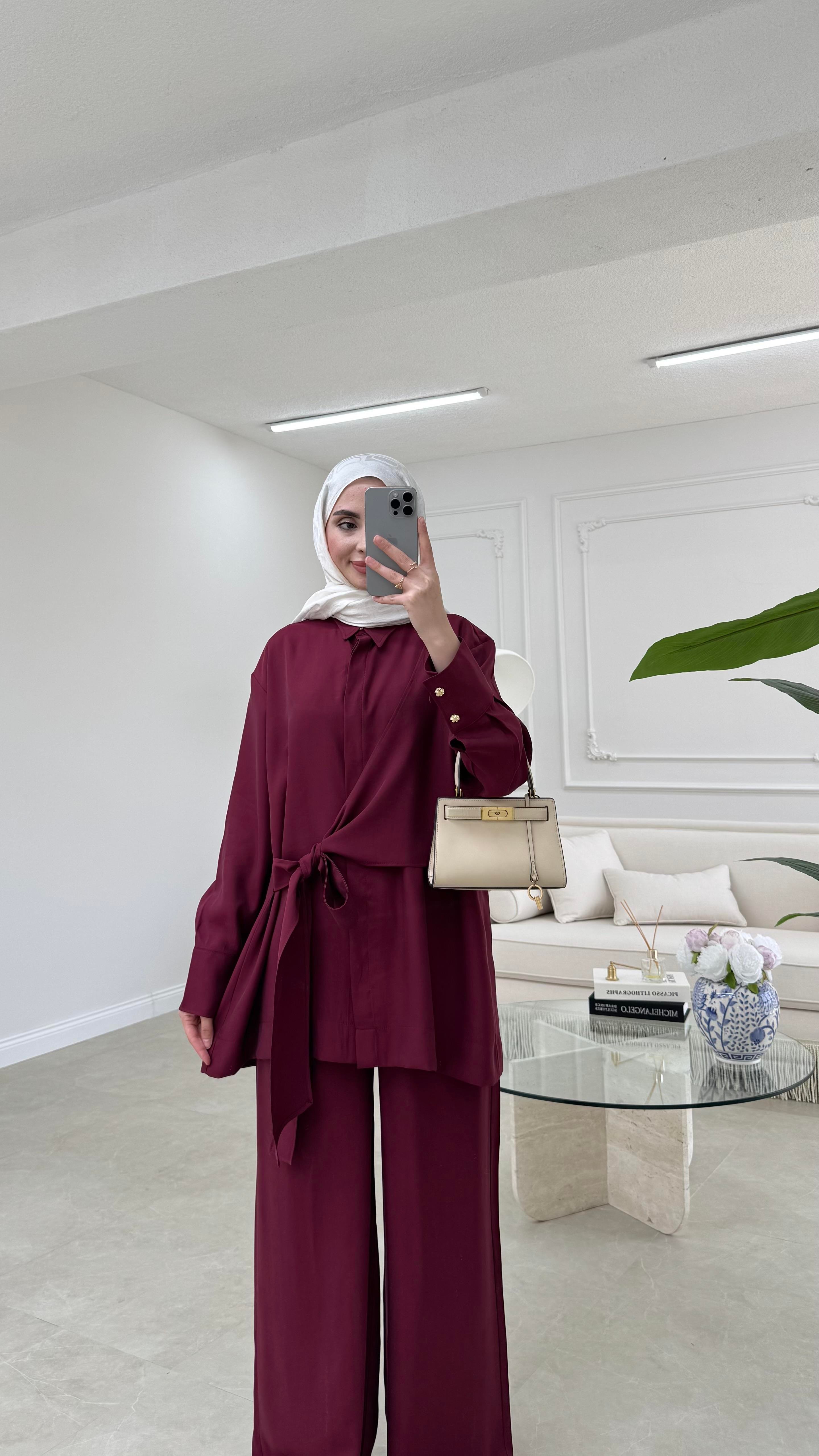 Risa Bağlamalı Takım Bordo