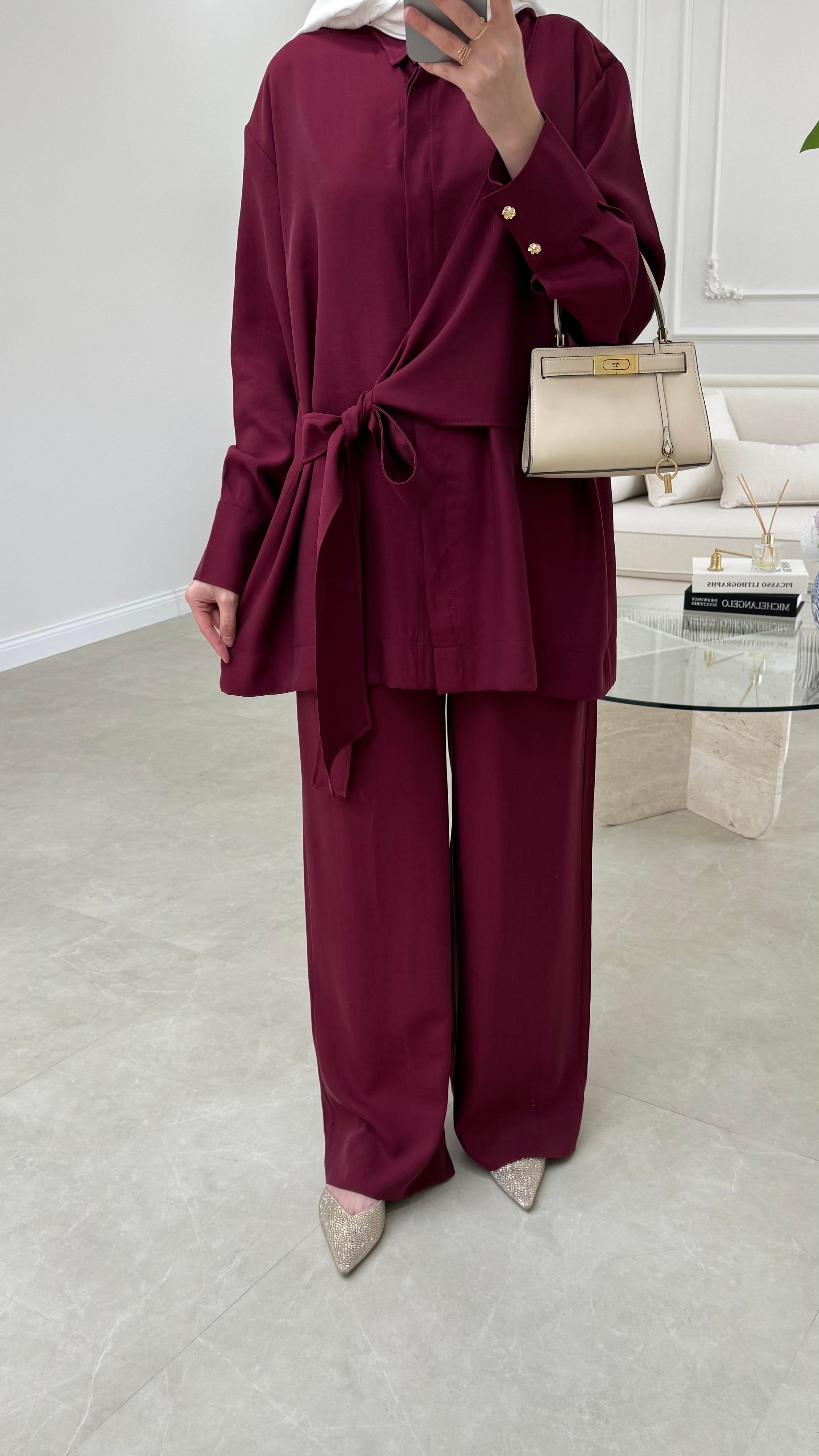 Risa Bağlamalı Takım Bordo