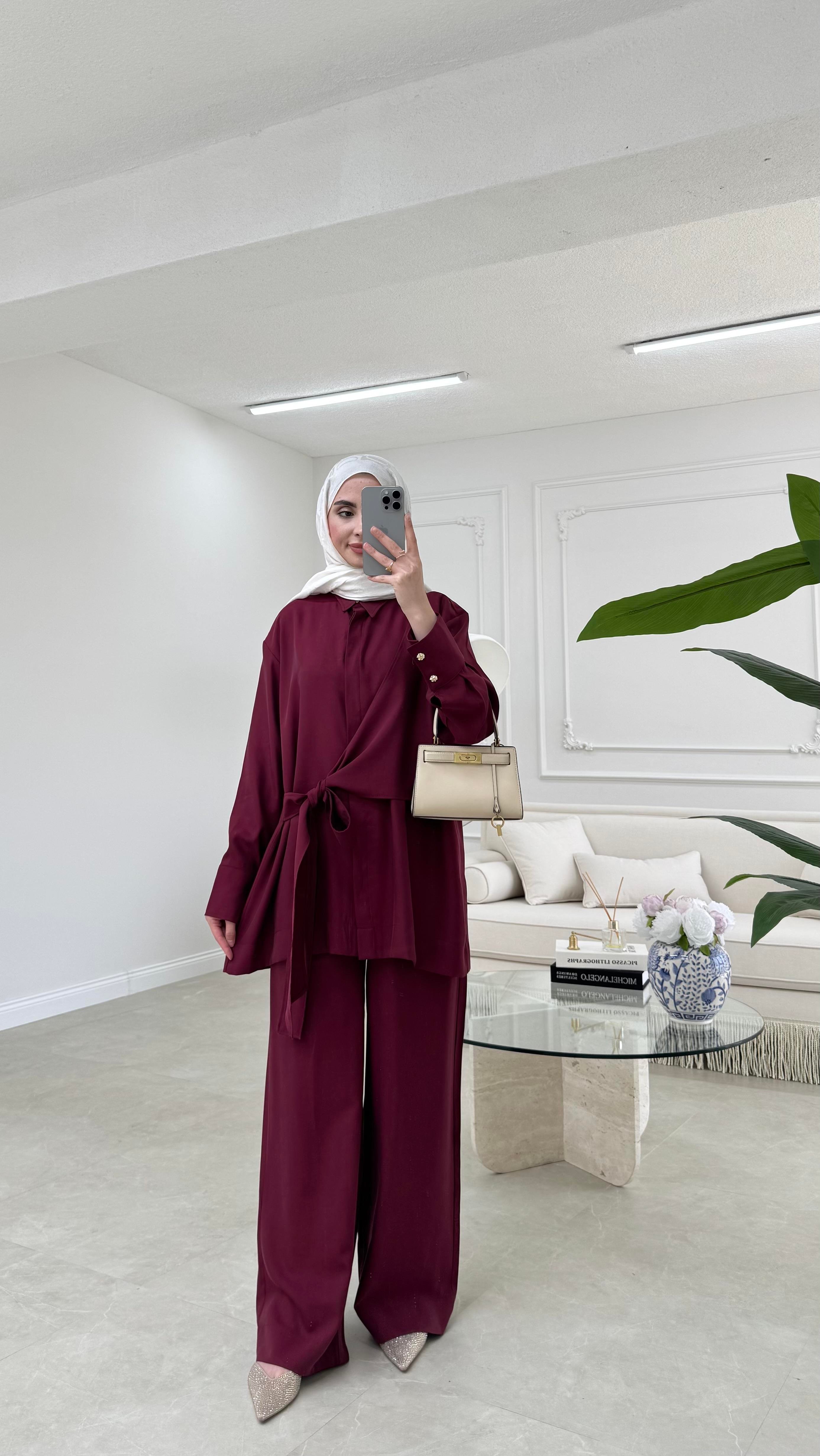 Risa Bağlamalı Takım Bordo