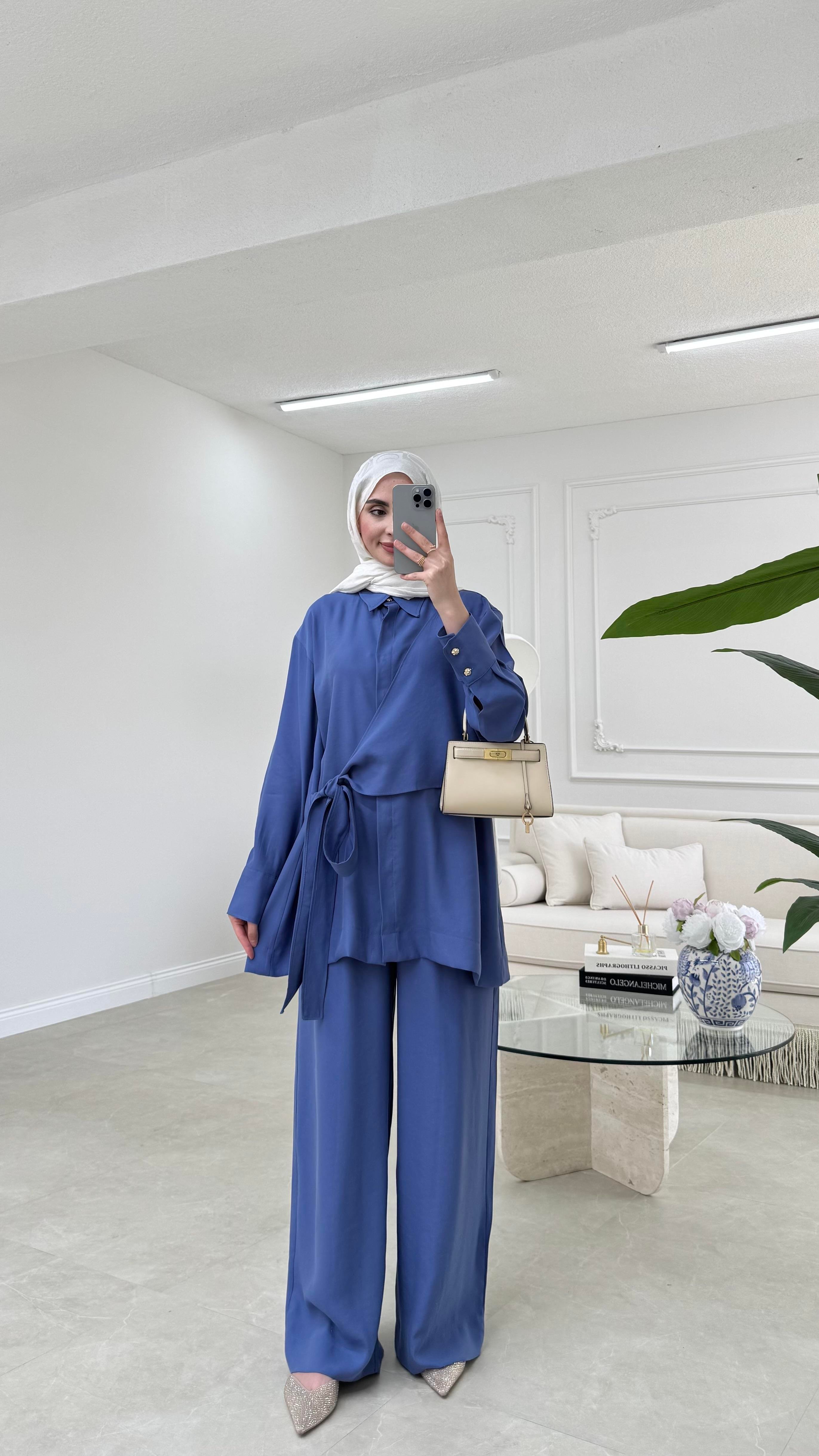 Risa Bağlamalı Takım İndigo