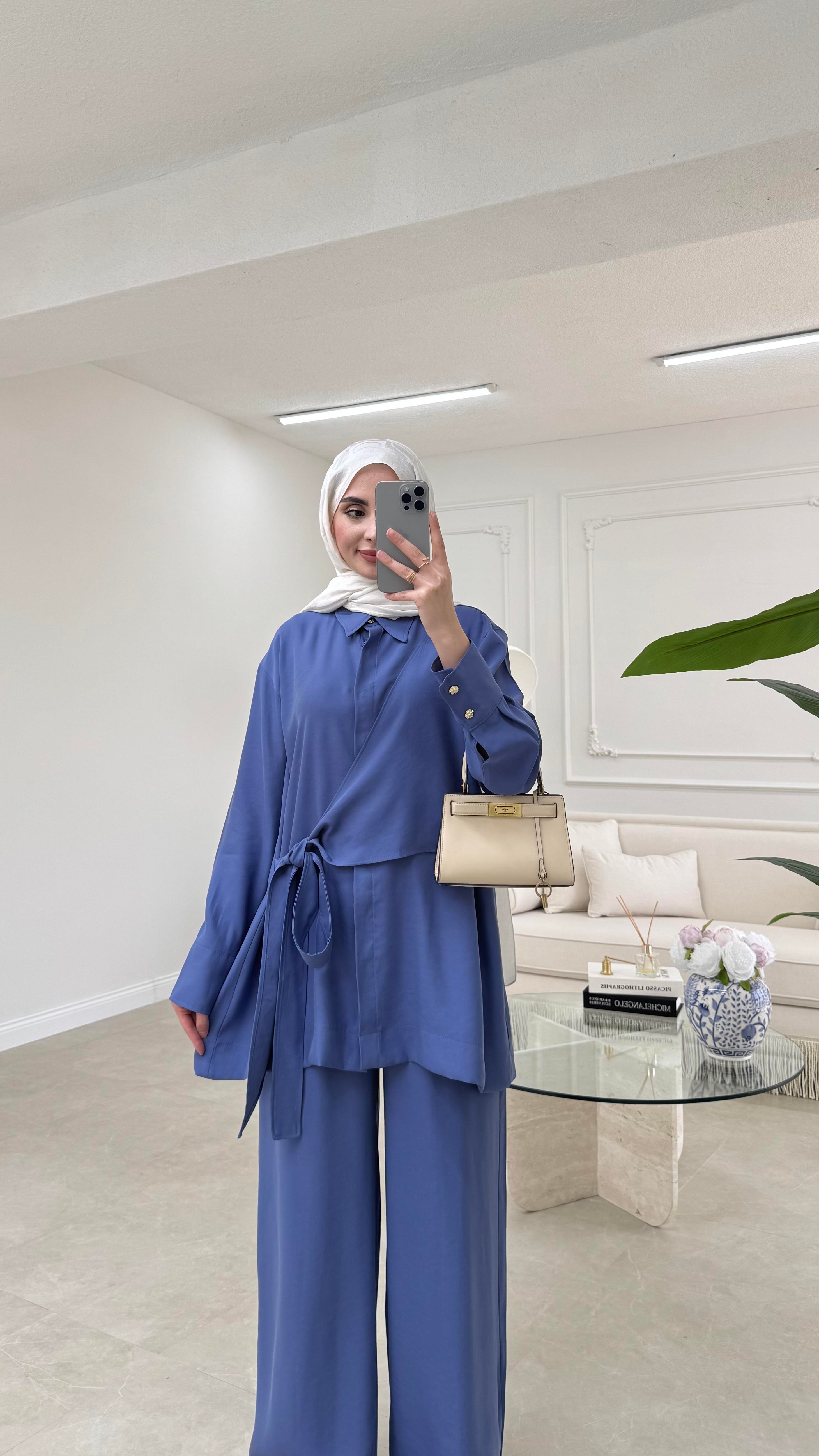 Risa Bağlamalı Takım İndigo