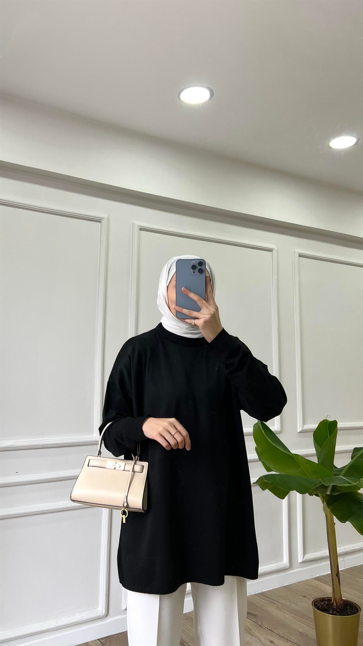 Siyah- Vera Merserize Tunik