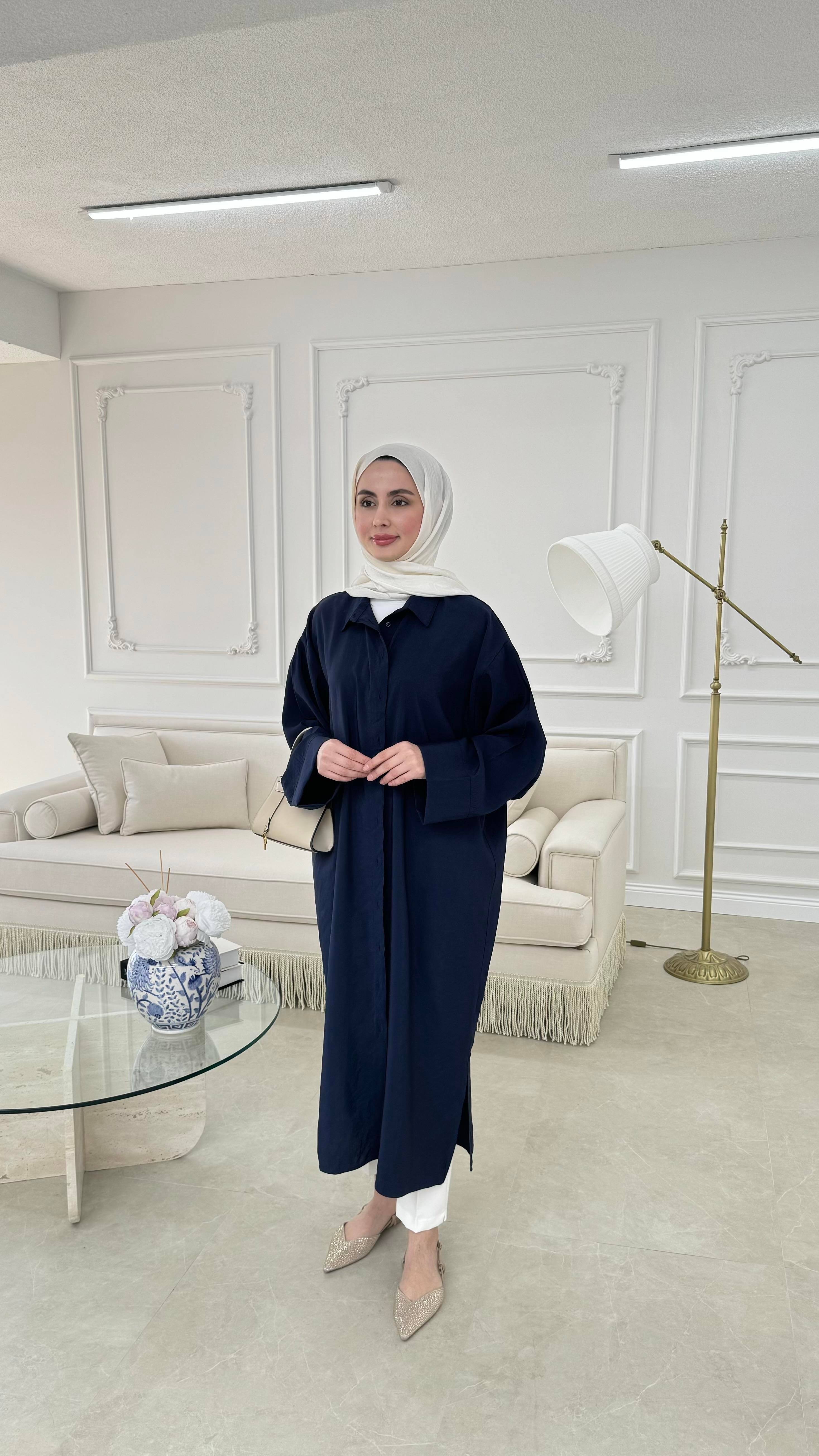 Tensel Uzun Gömlek Lacivert