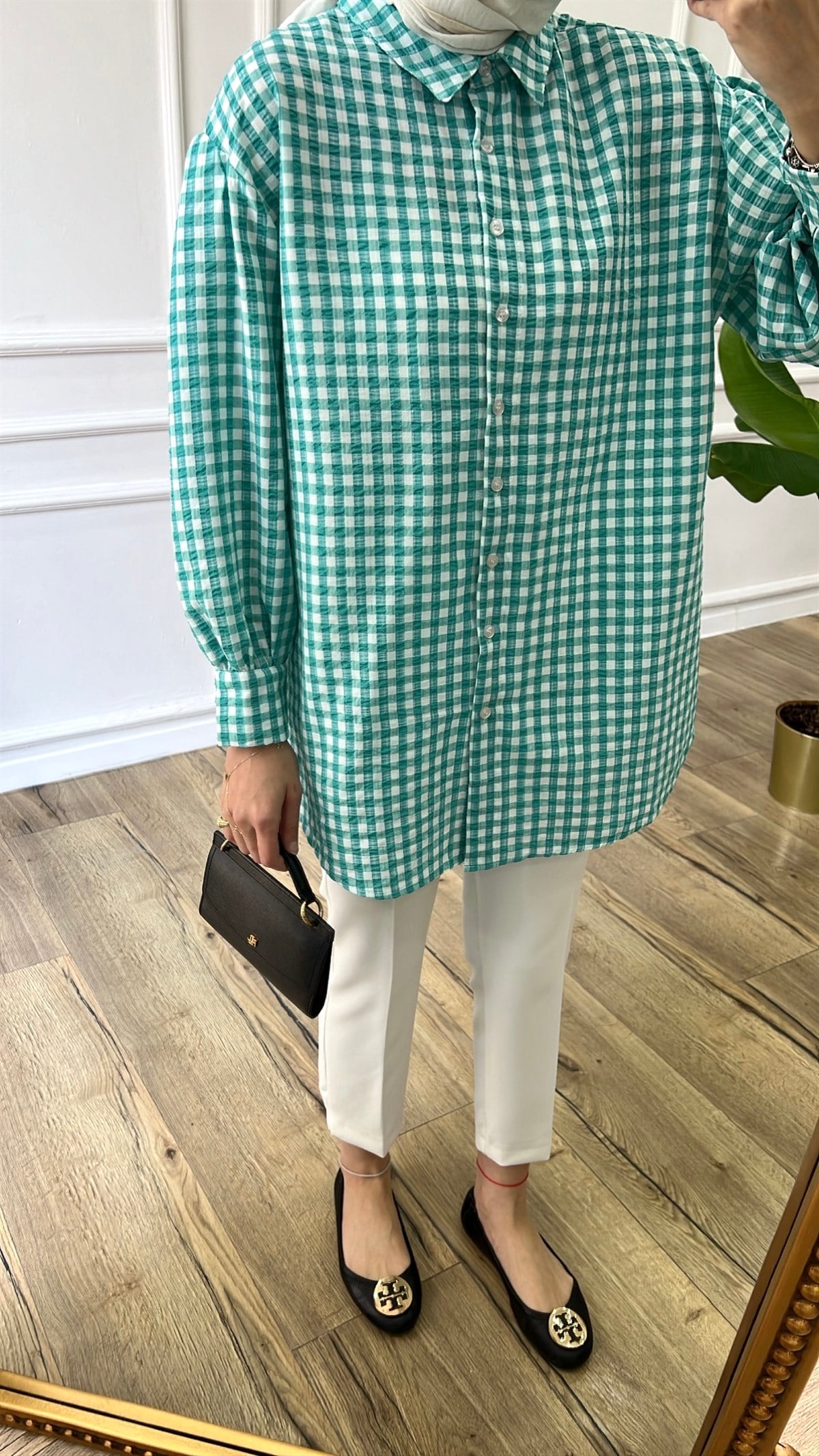 Turkuaz - Pötikareli Gömlek