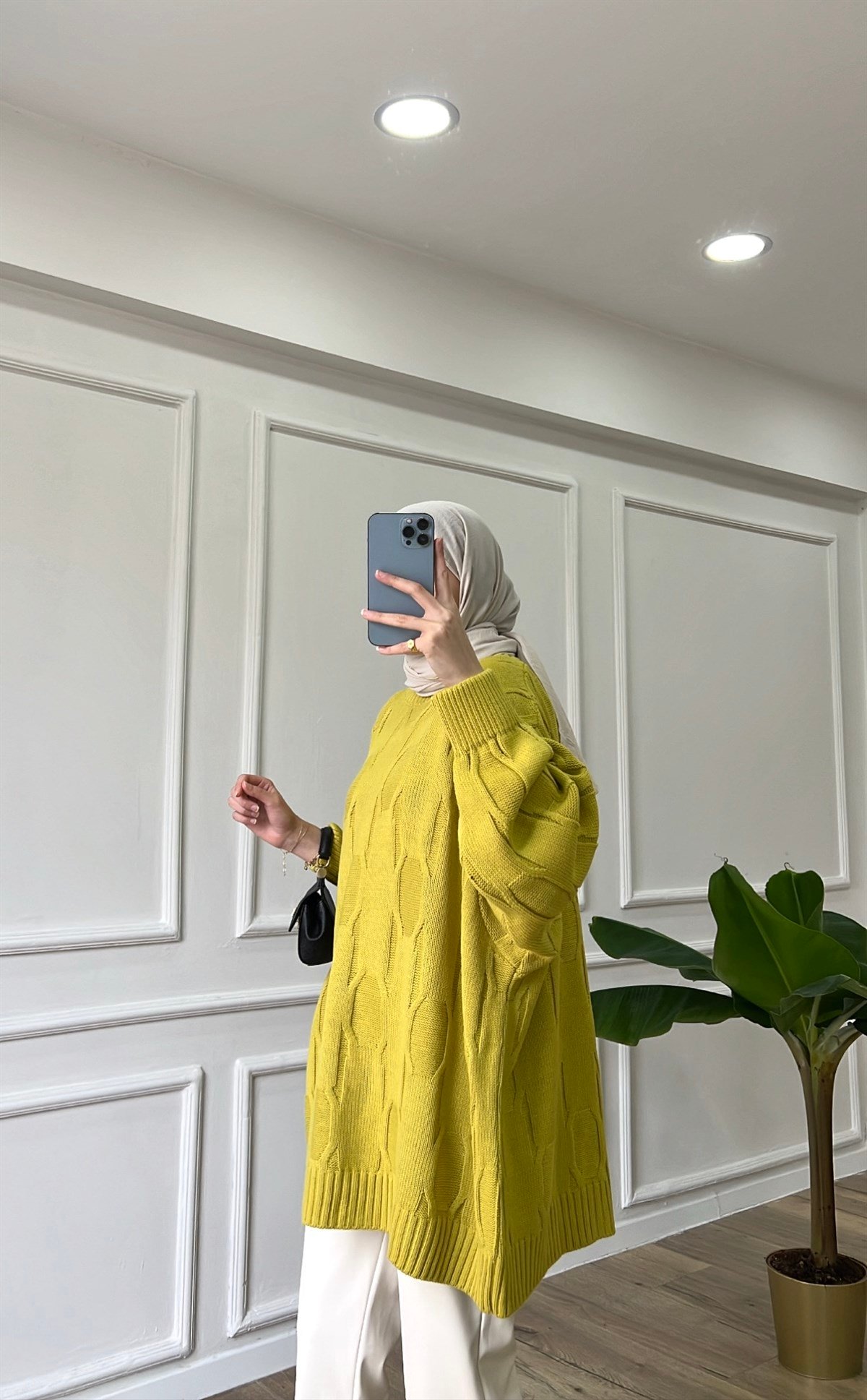 Yağ Yeşili - Oversize Triko