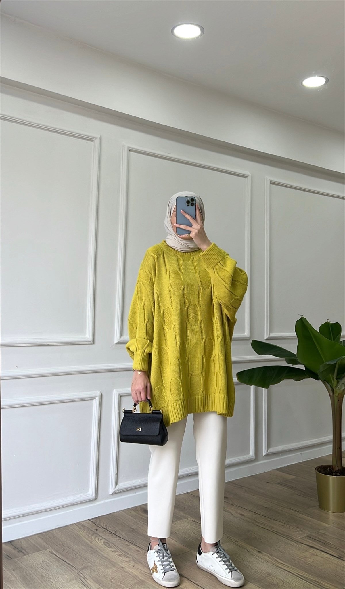 Yağ Yeşili - Oversize Triko