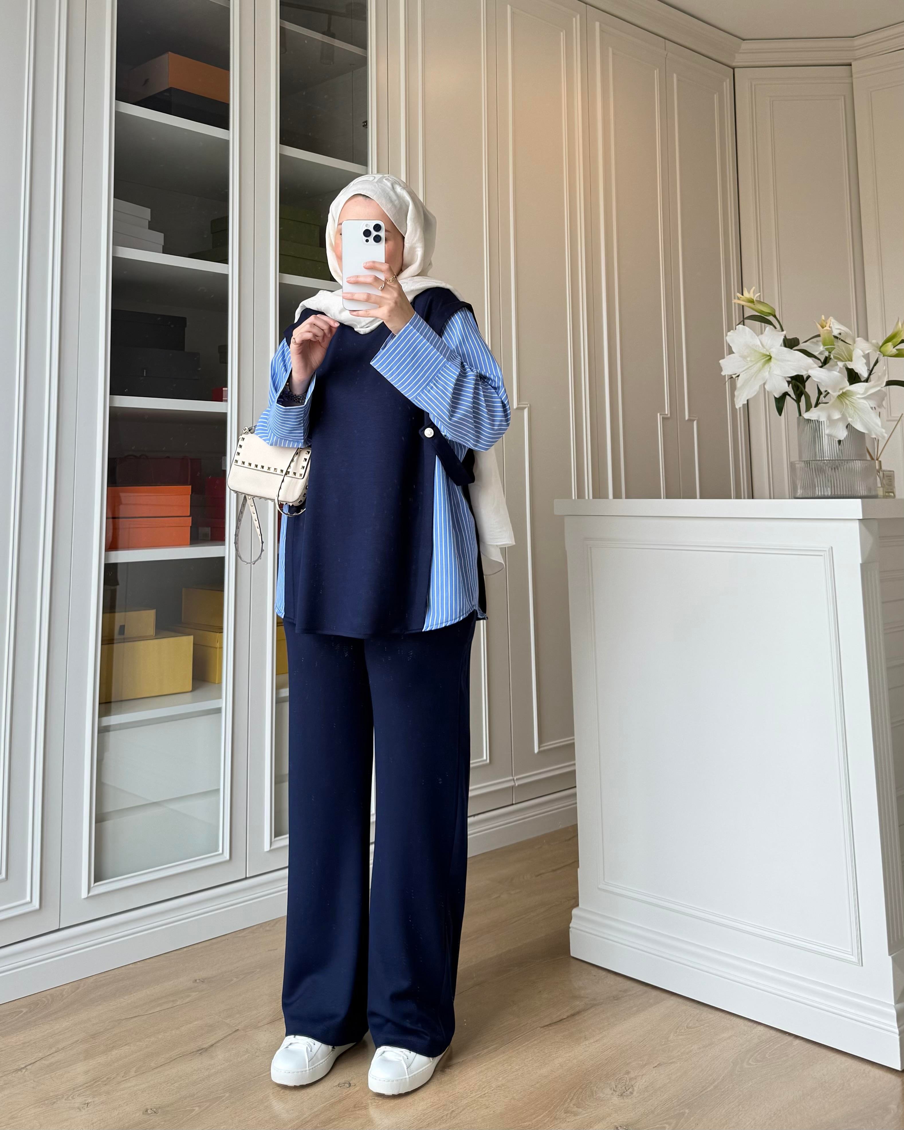 Yandan Düğmeli Oysh Takım Lacivert