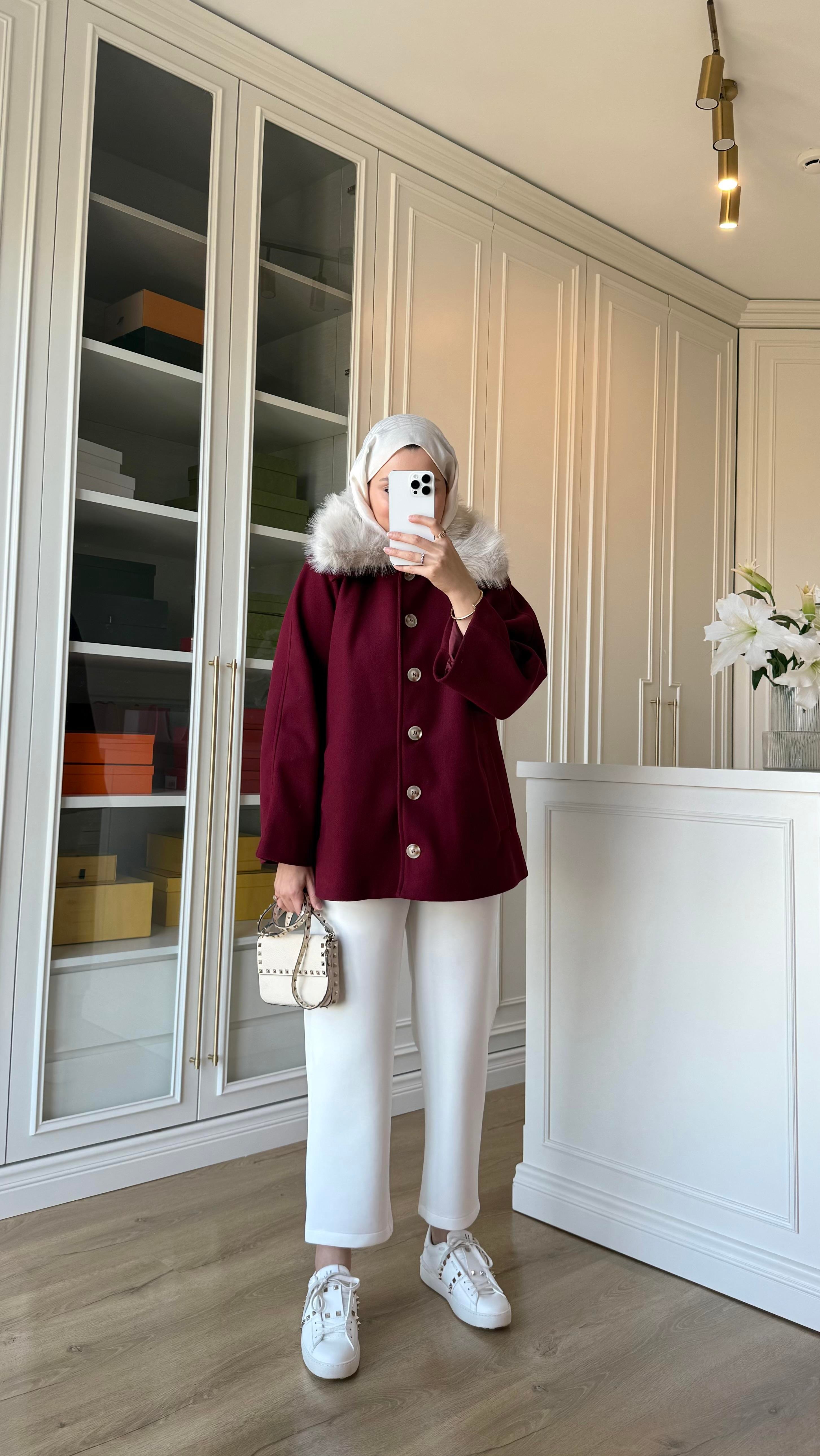 Zr Model Kaşe Kaban Bordo