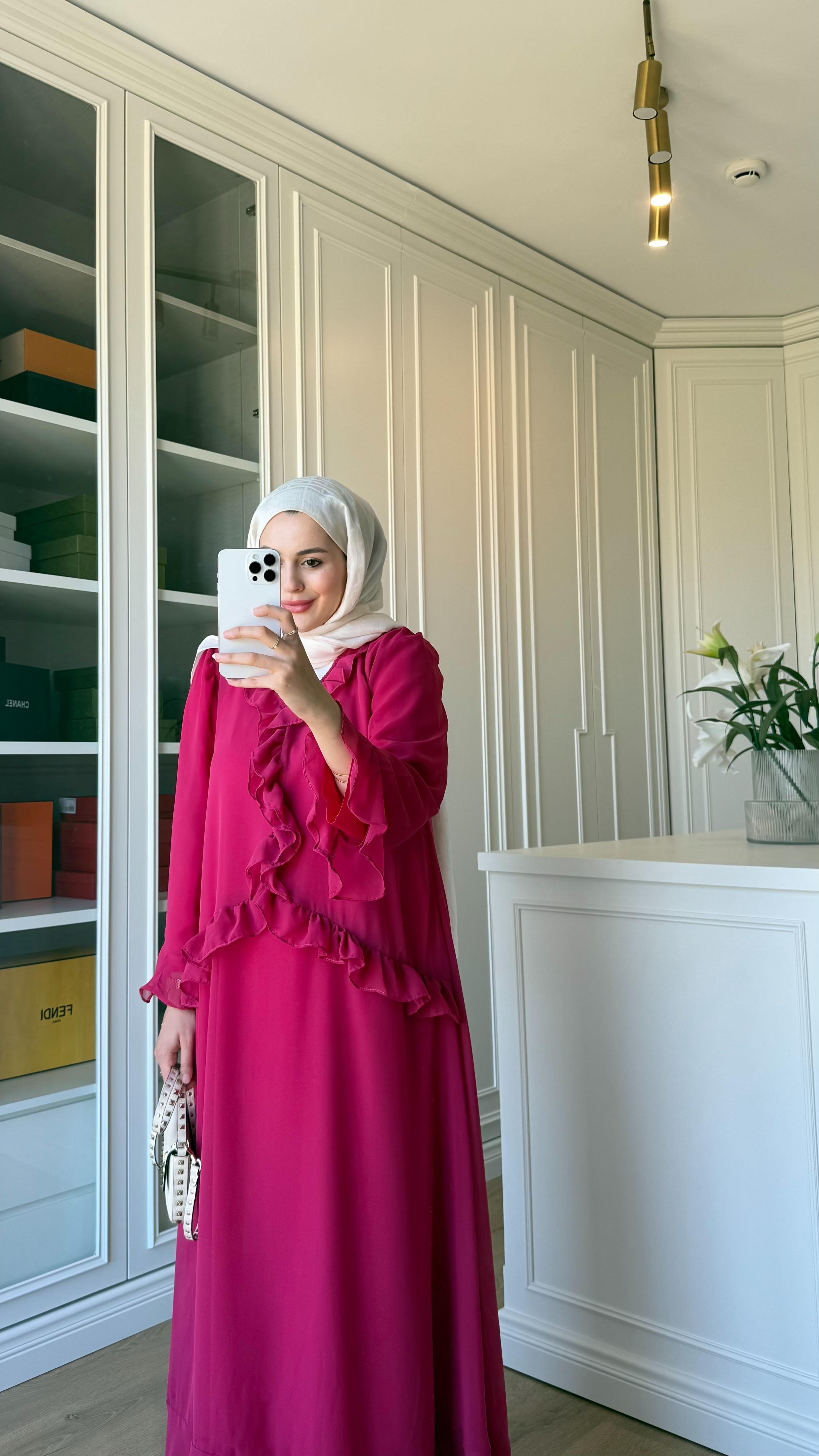 Zr Model Şifon Elbise Pembe 