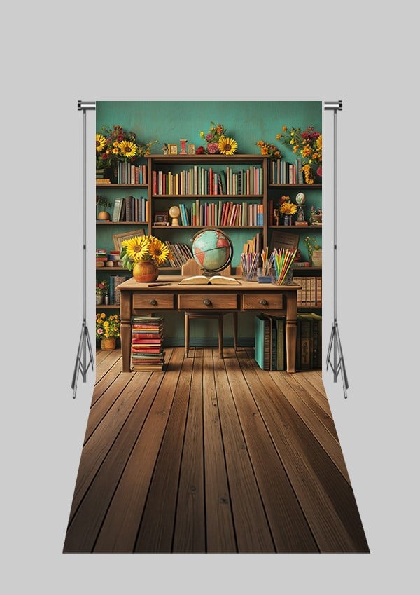 2X4 MT Mezuniyet- Okul - Kütüphane Temalı 22 Üç Boyutlu Kumaş Fotoğraf Fonları - Fabric Photography Backdrop 