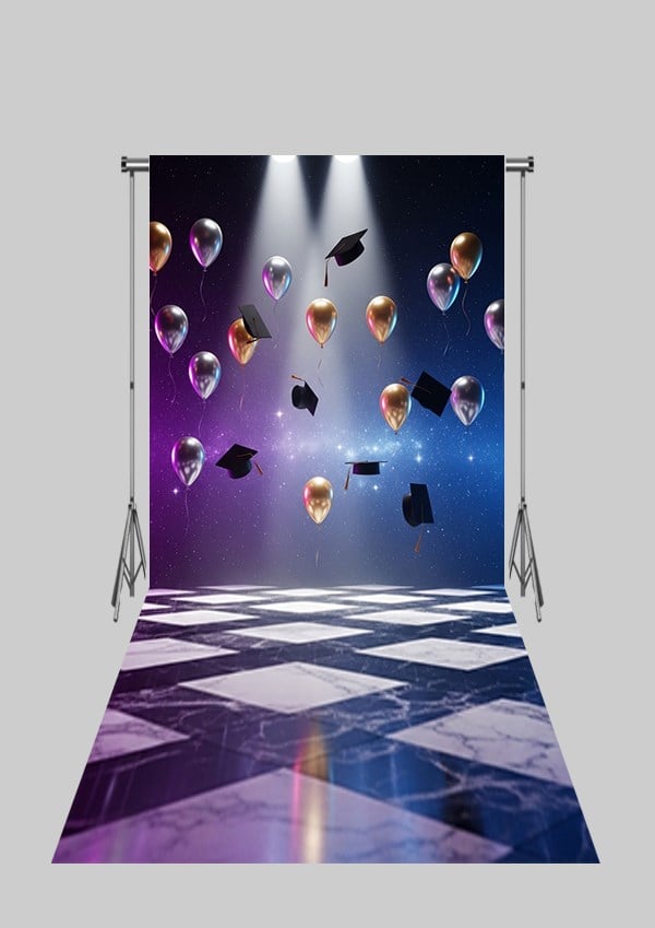 2X4 MT Mezuniyet- Okul - Kütüphane Temalı Üç Boyutlu Kumaş Fotoğraf Fonları 16 - Fabric Photography Backdrop 