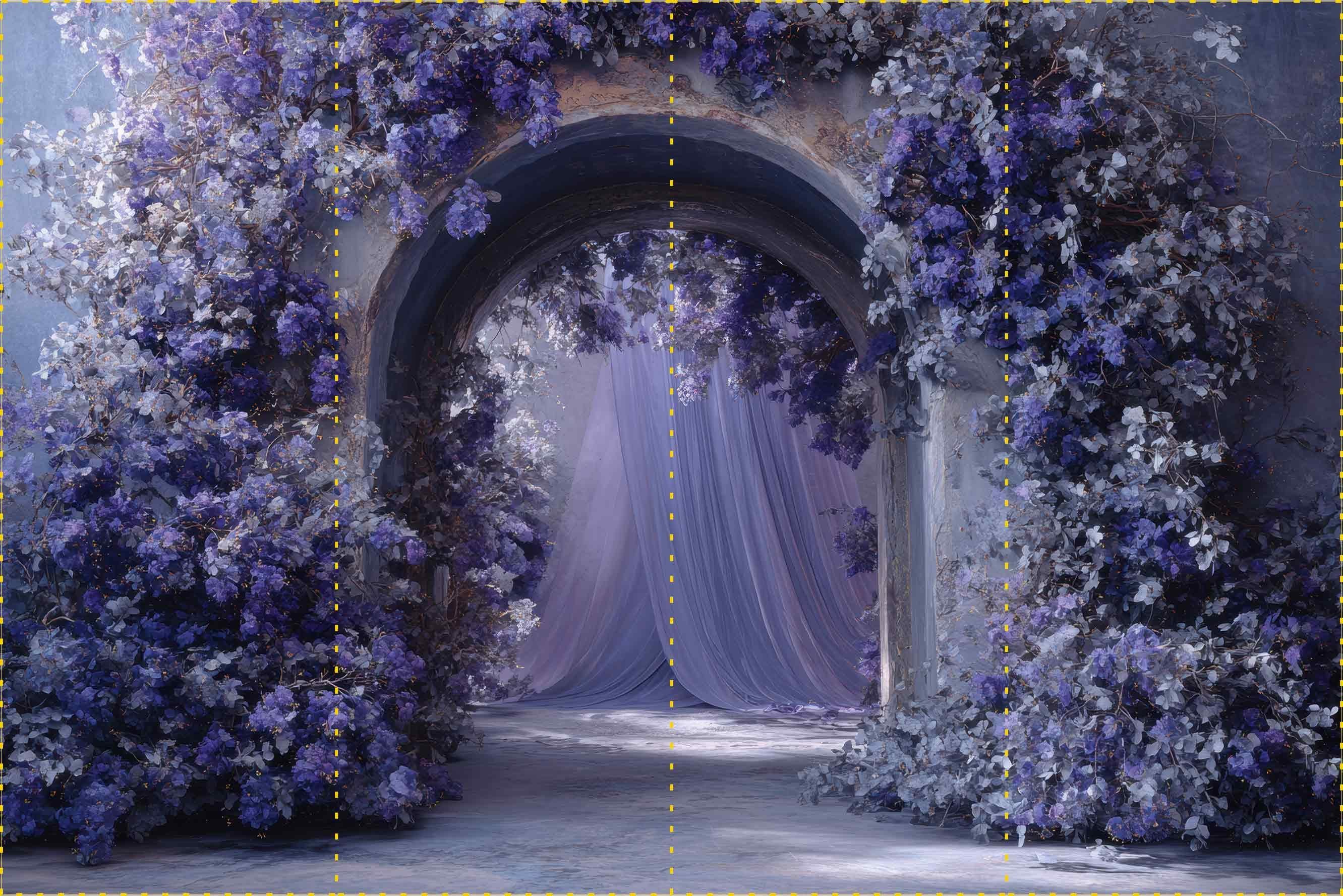 Beyaz ve Mavi çiçekli Kapı  - Organizasyon ve Fotoğraf Fonu  - Katlanır Kırışmaz Kumaş - Üç Boyutlu Fotoğraf Fonu - Fabric Backdrop