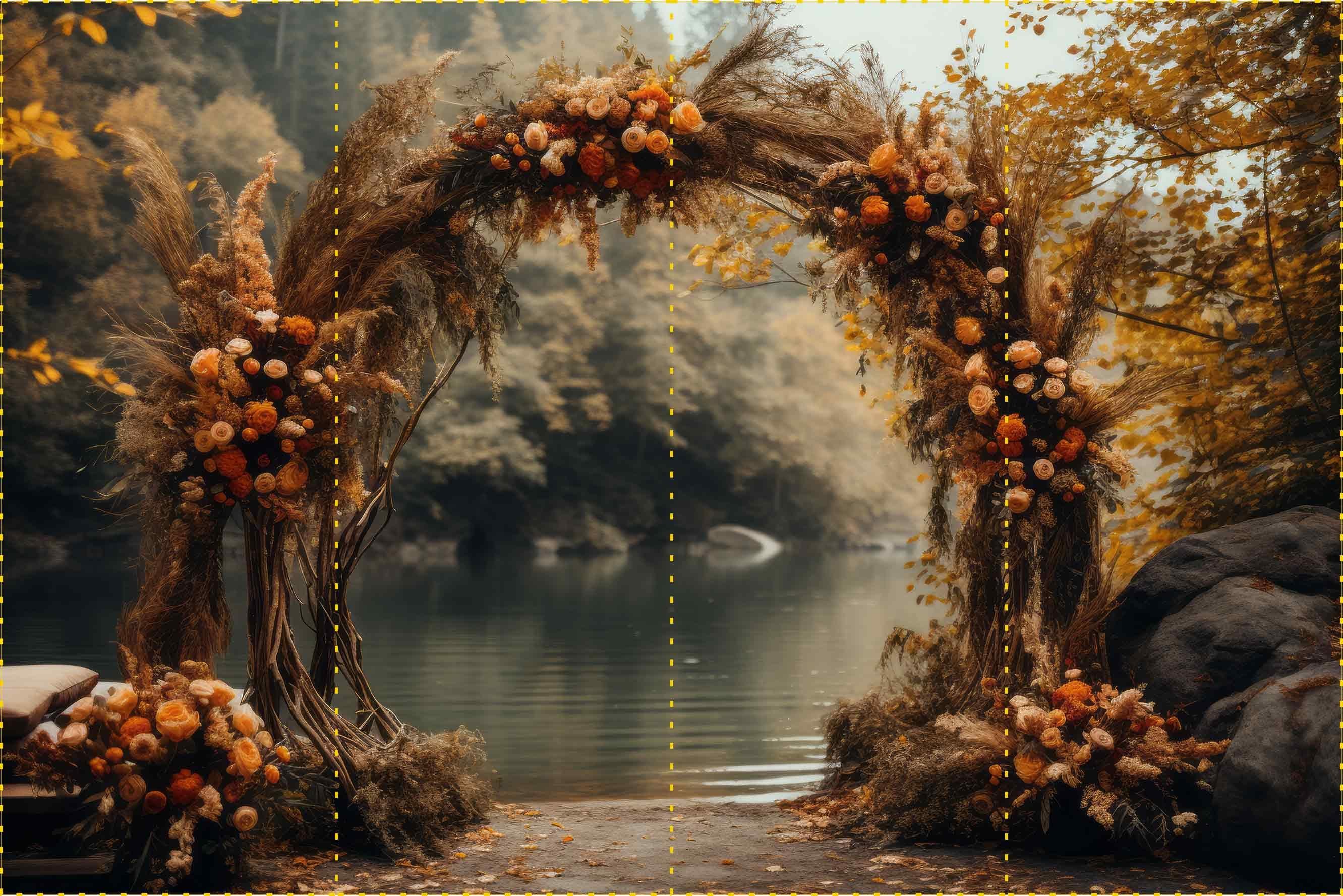 Gölbaşı Asma kapı ve sonbahar çiçekler   - Organizasyon ve Fotoğraf Fonu  - Katlanır Kırışmaz Kumaş - Üç Boyutlu Fotoğraf Fonu - Fabric Backdrop