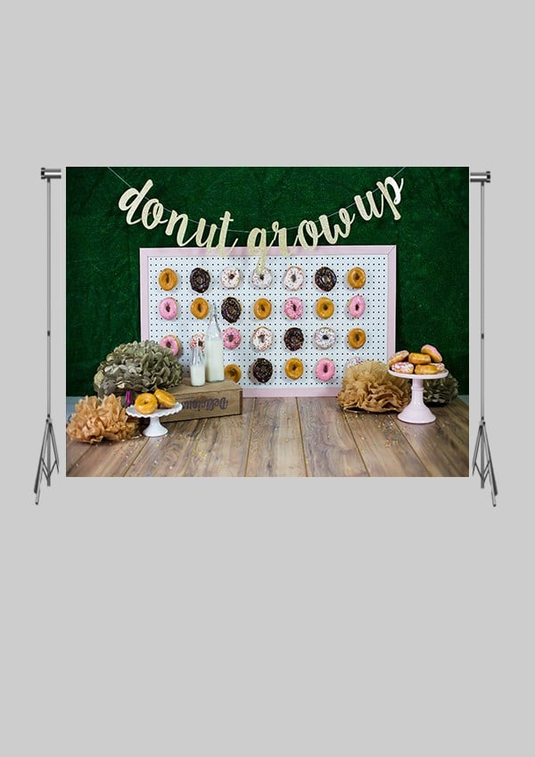 KATLANIR KIRIŞMAZ KUMAŞ - 2 EN 1.5 MT BOY -  Donutlar ve Tatlılar Piknik - FABRIC BACKDROP - Stüdyo Fonu