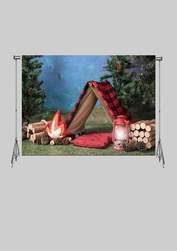 KATLANIR KIRIŞMAZ KUMAŞ - 2 EN 1.5 MT BOY - Kamp Çadırı Ormanlık - FABRIC BACKDROP - Stüdyo Fonu